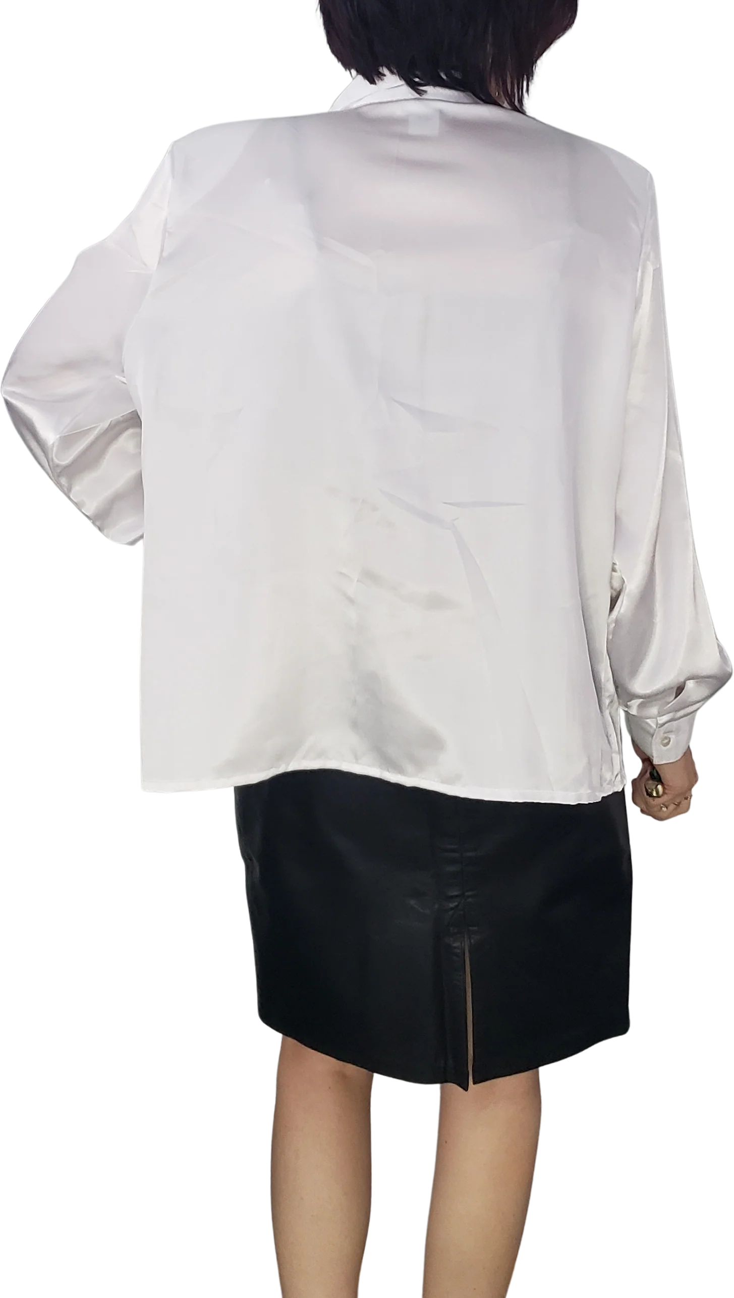80s White Satin Button Down By Paris Station - Image 2
