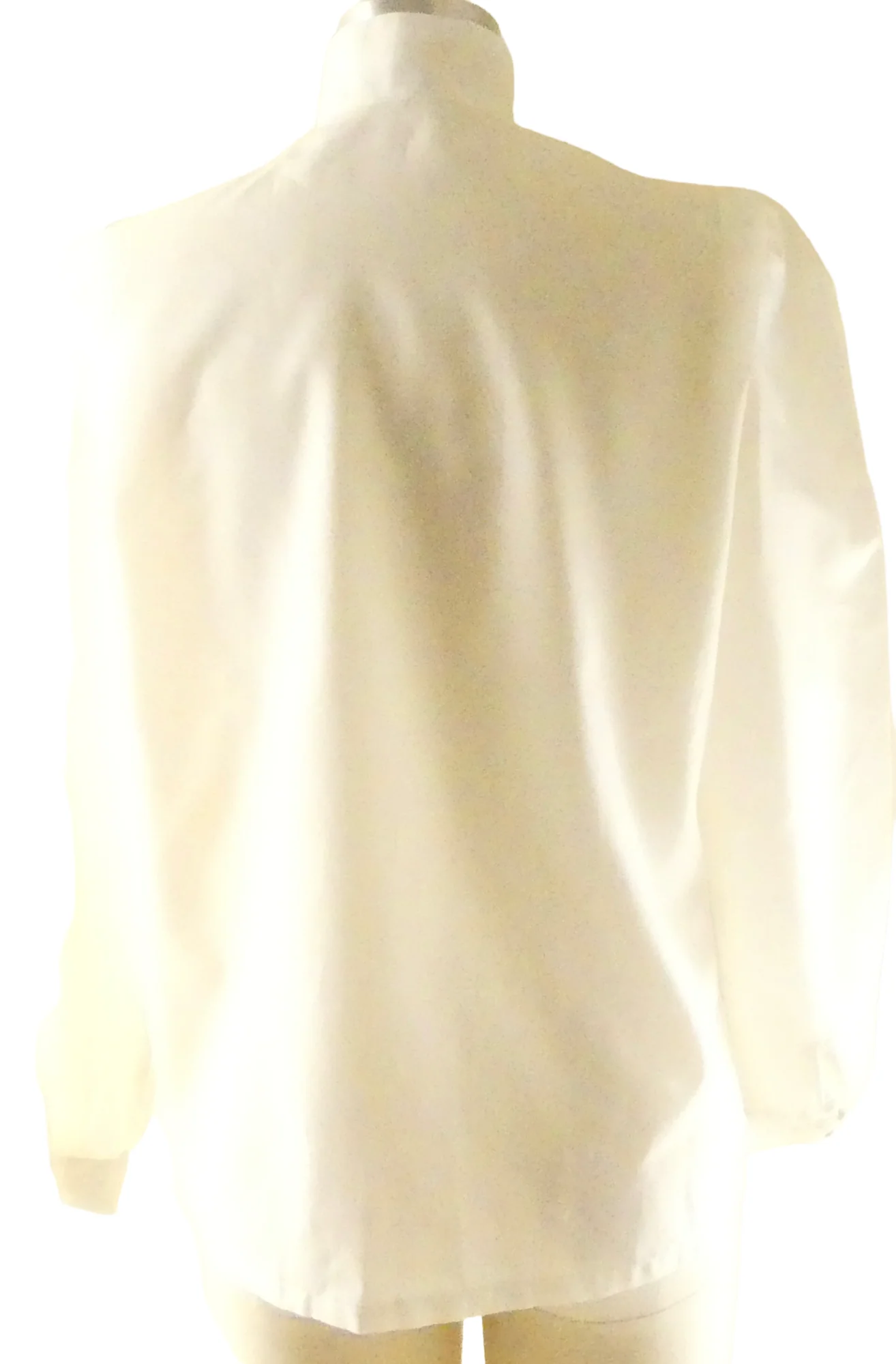 80s White Stand Collar Blouse With Shoulder Accents By Essentially Separate - Image 2