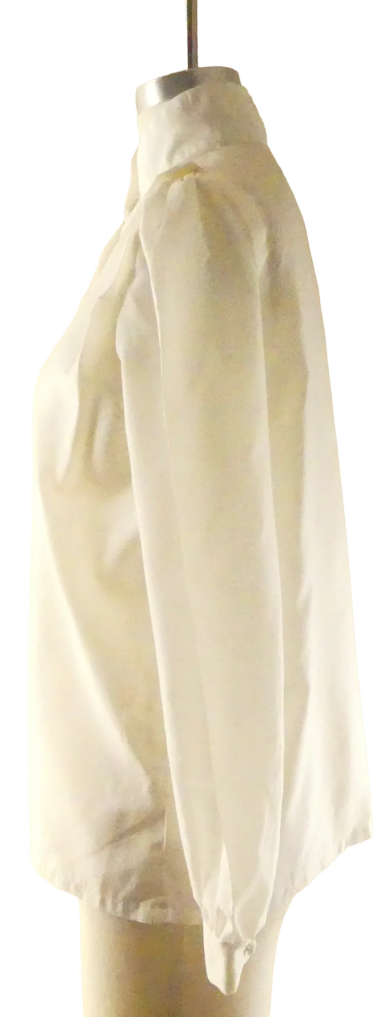 80s White Stand Collar Blouse With Shoulder Accents By Essentially Separate - Image 5