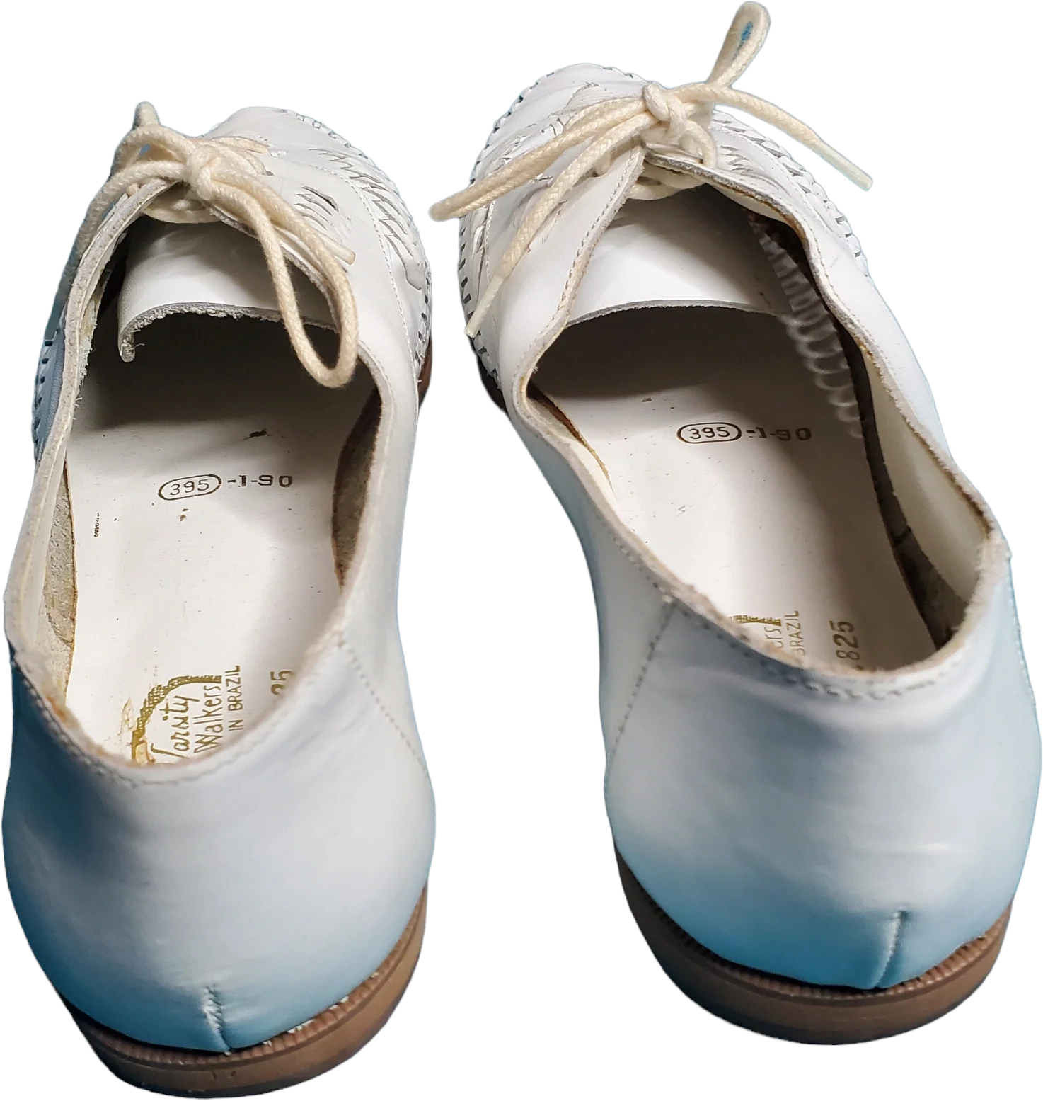 80s White Woven Leather Lace-up Huarache Flats By Varsity Walkers - Image 2