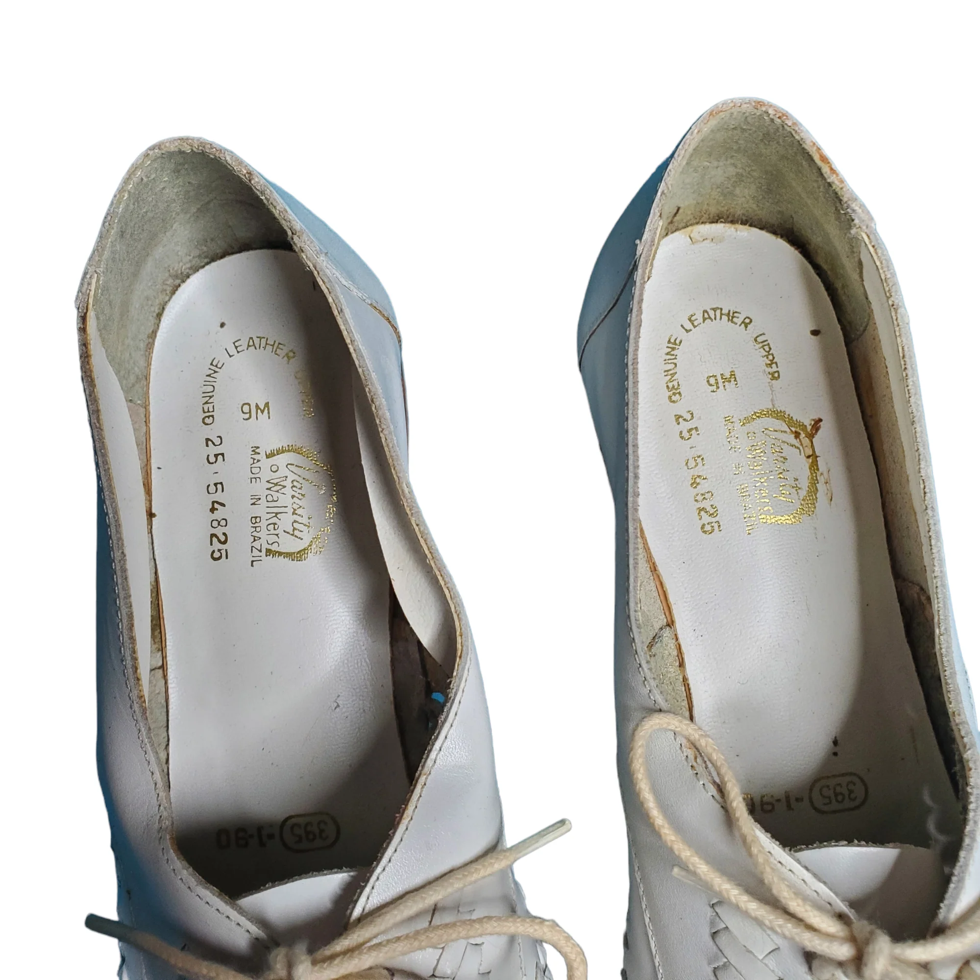 80s White Woven Leather Lace-up Huarache Flats By Varsity Walkers - Image 5