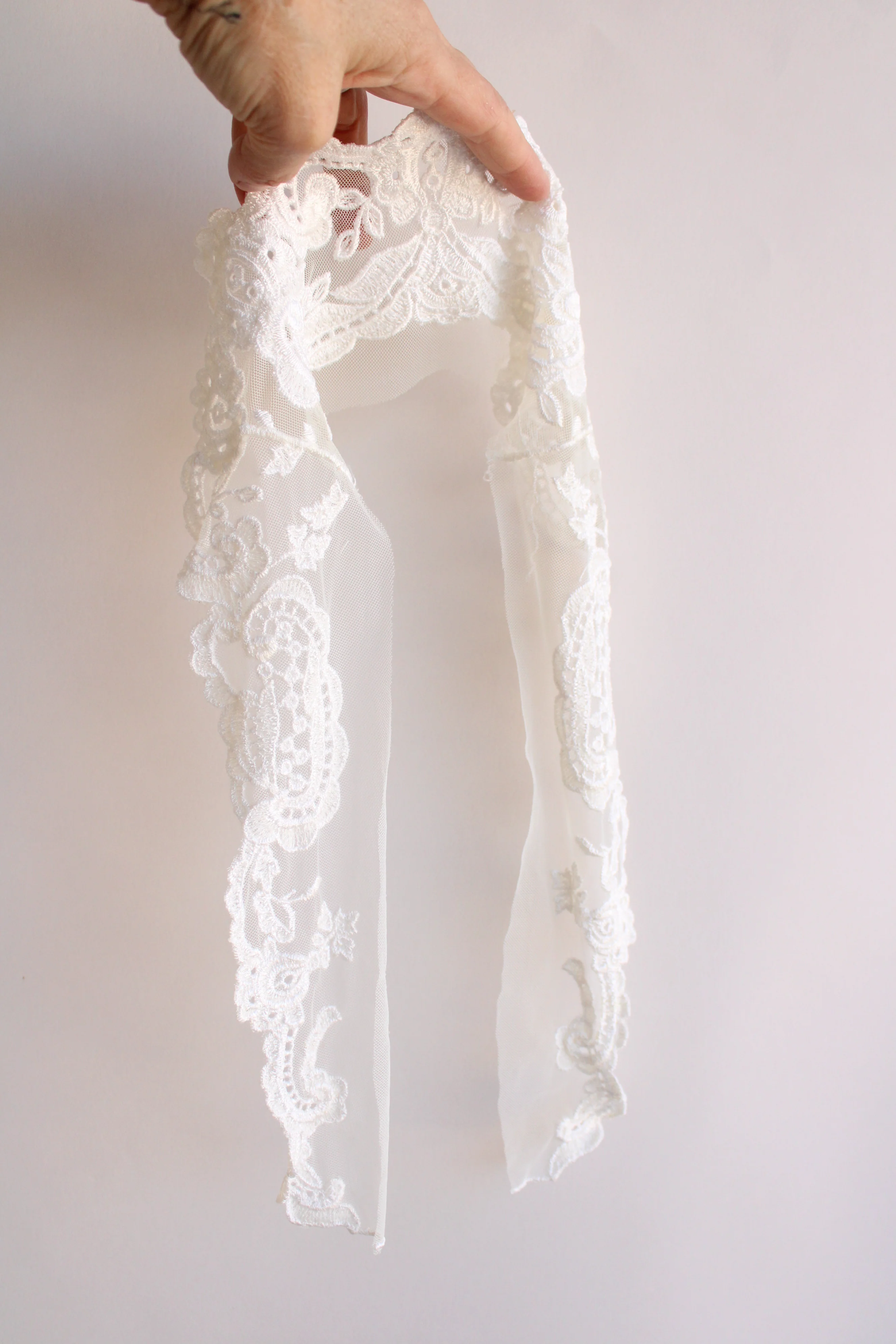 80s Winter White Lace Dress Collar - Image 14