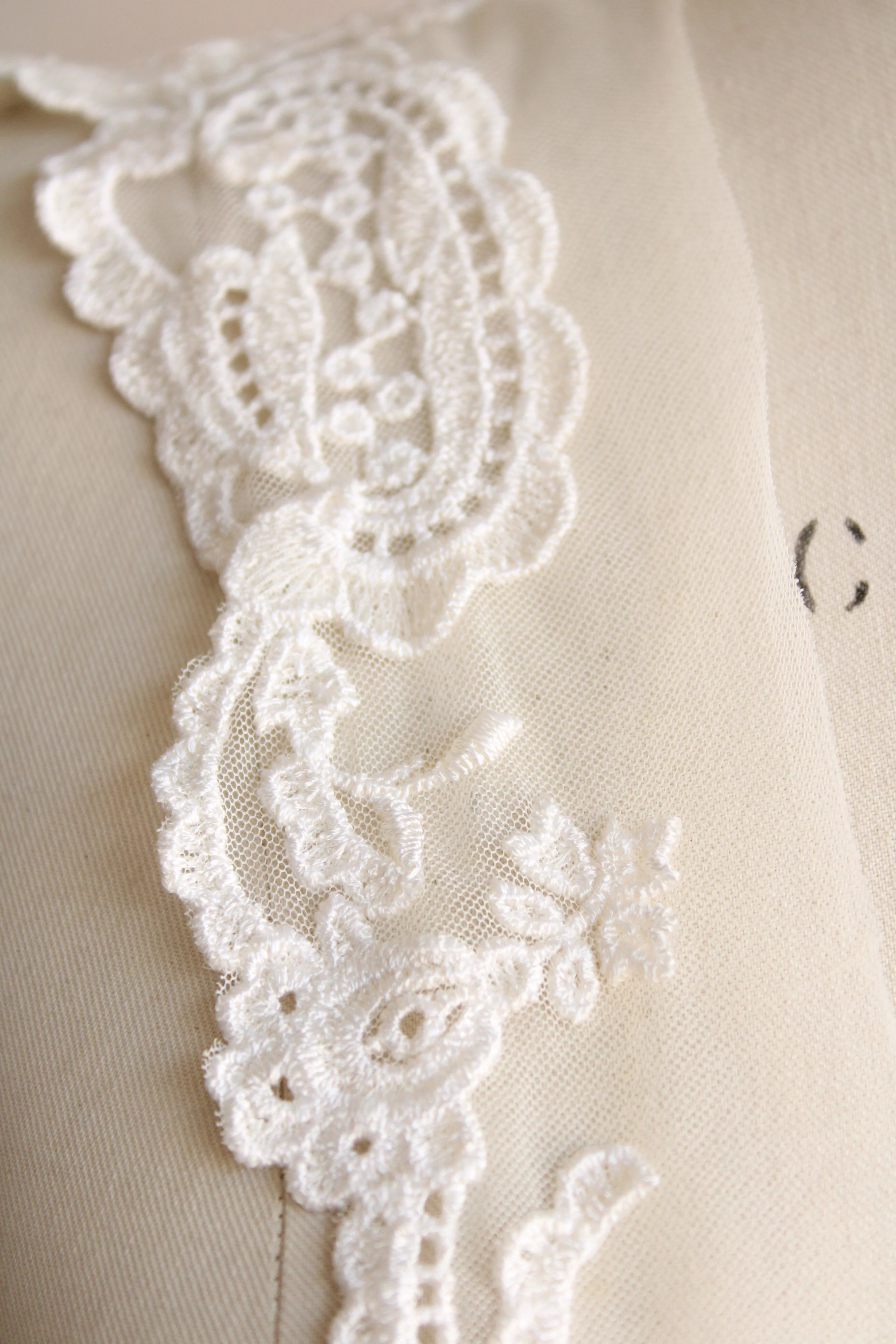 80s Winter White Lace Dress Collar - Image 2