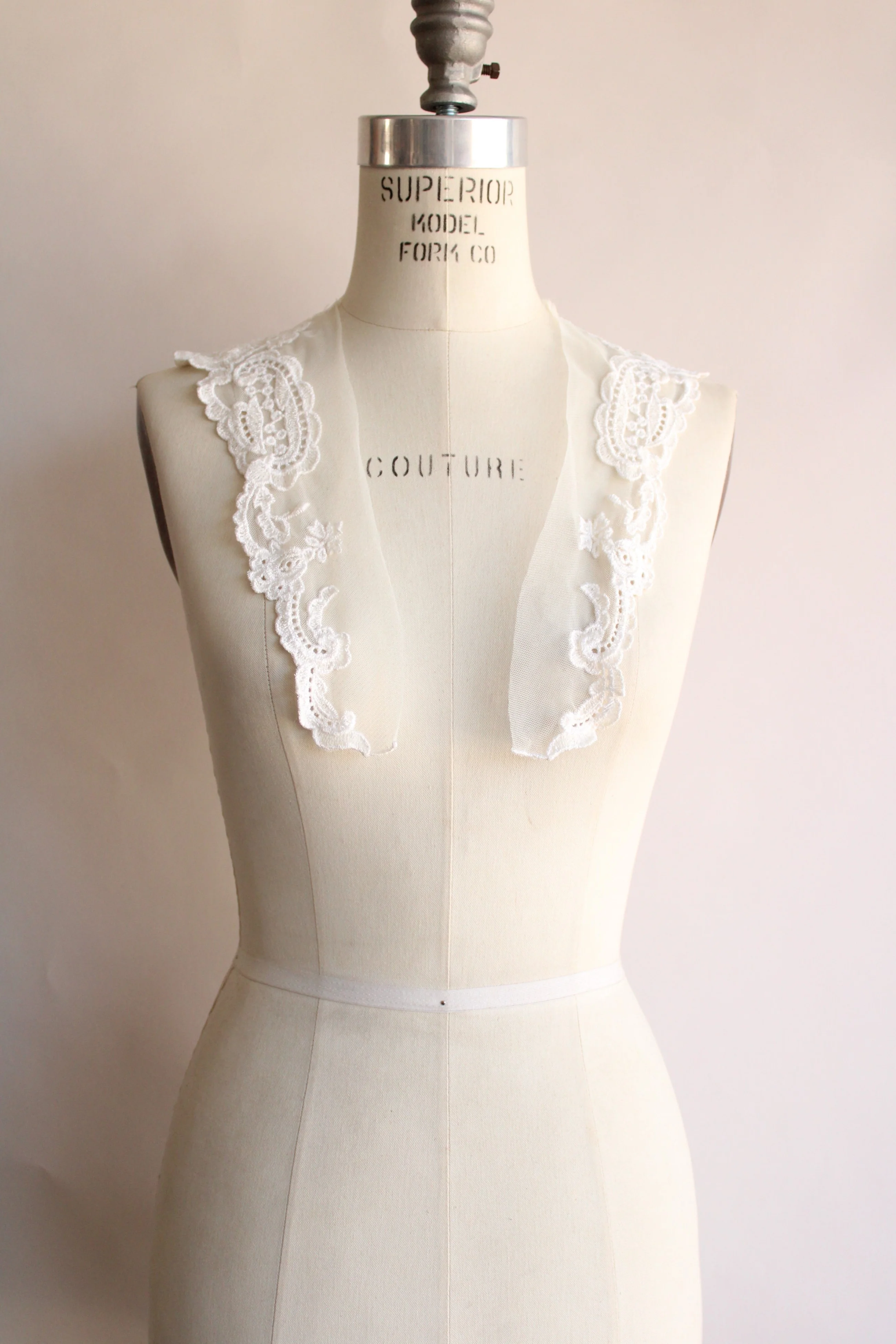 80s Winter White Lace Dress Collar - Image 3