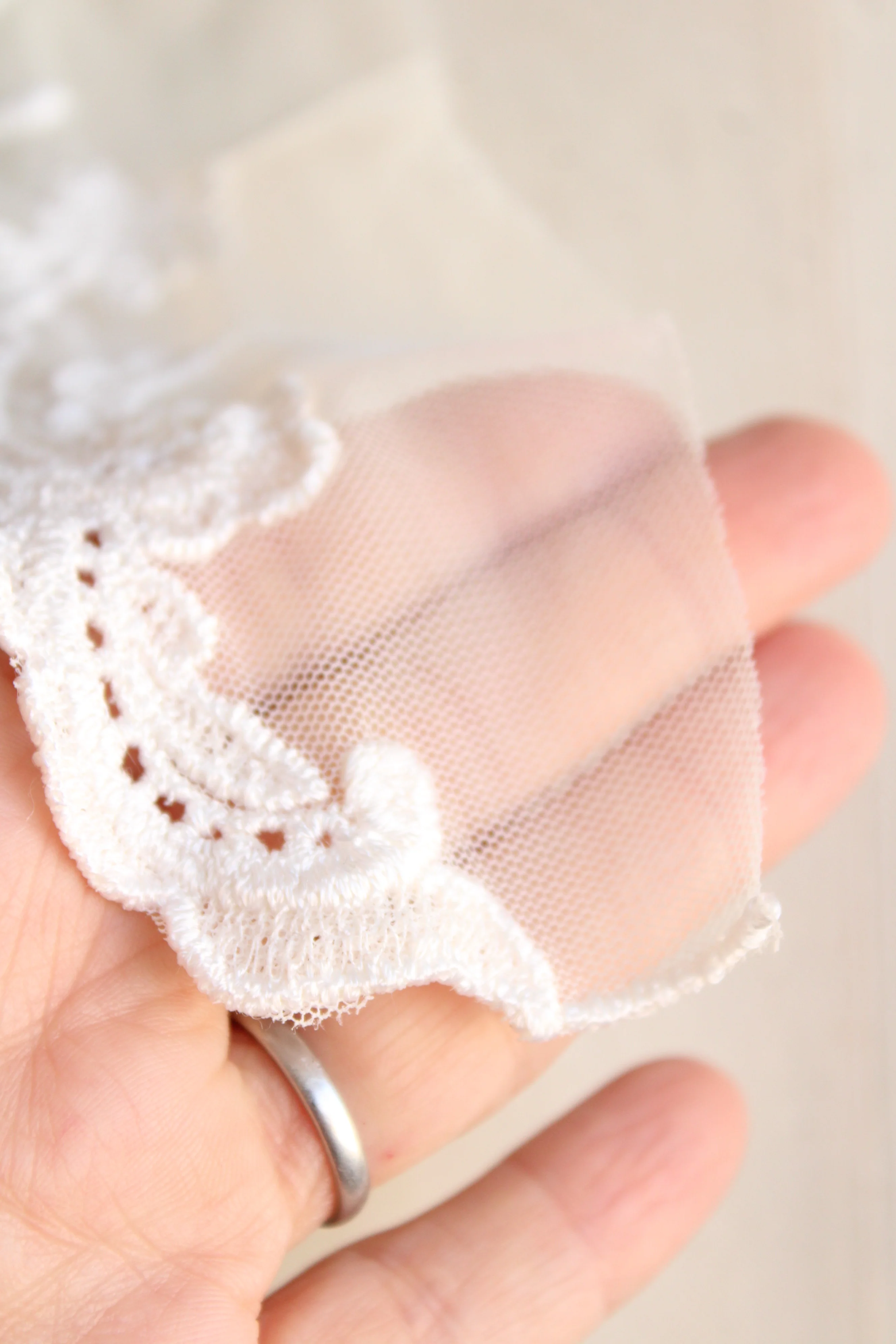 80s Winter White Lace Dress Collar - Image 6