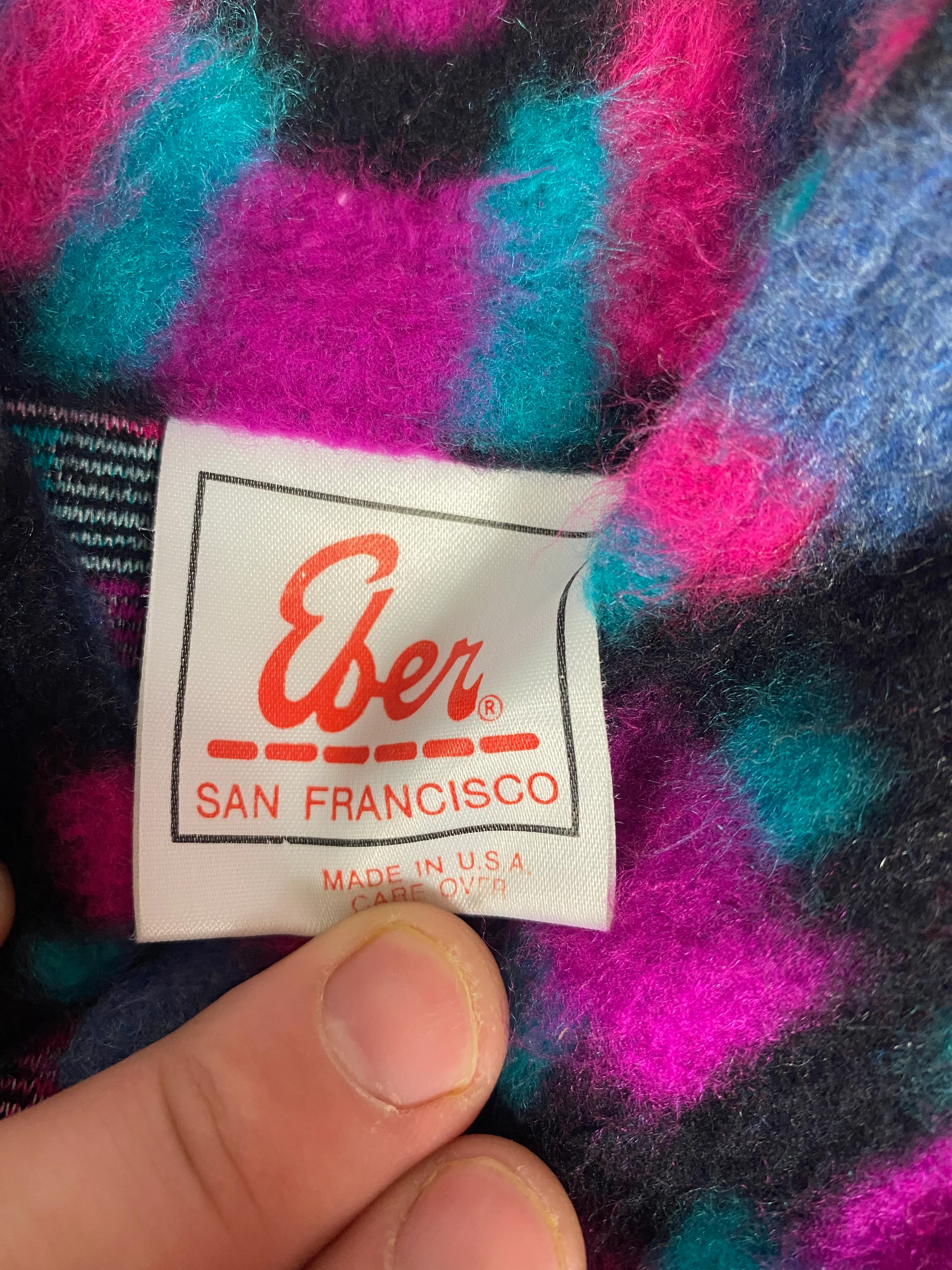 80s Womens Neon Fleece Blazer Jacket By Eber - Image 4