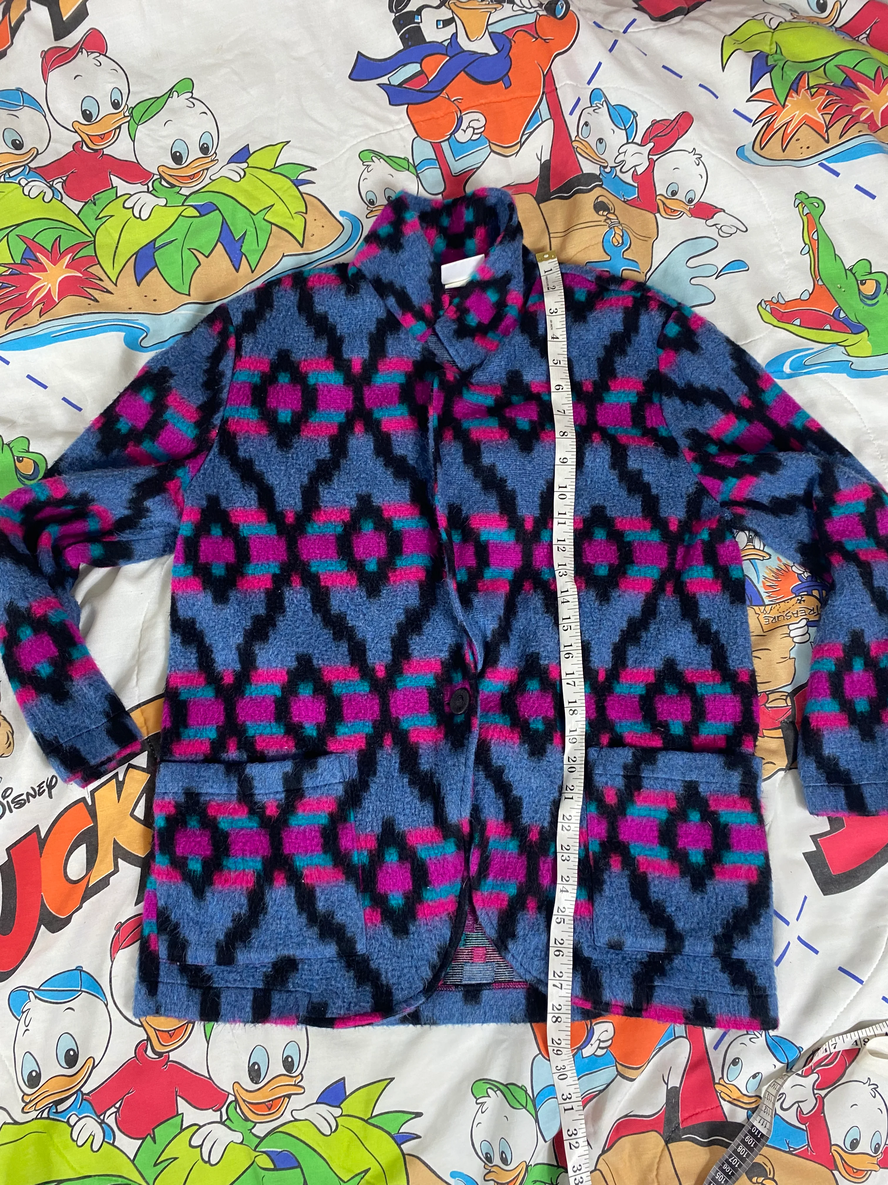 80s Womens Neon Fleece Blazer Jacket By Eber - Image 9