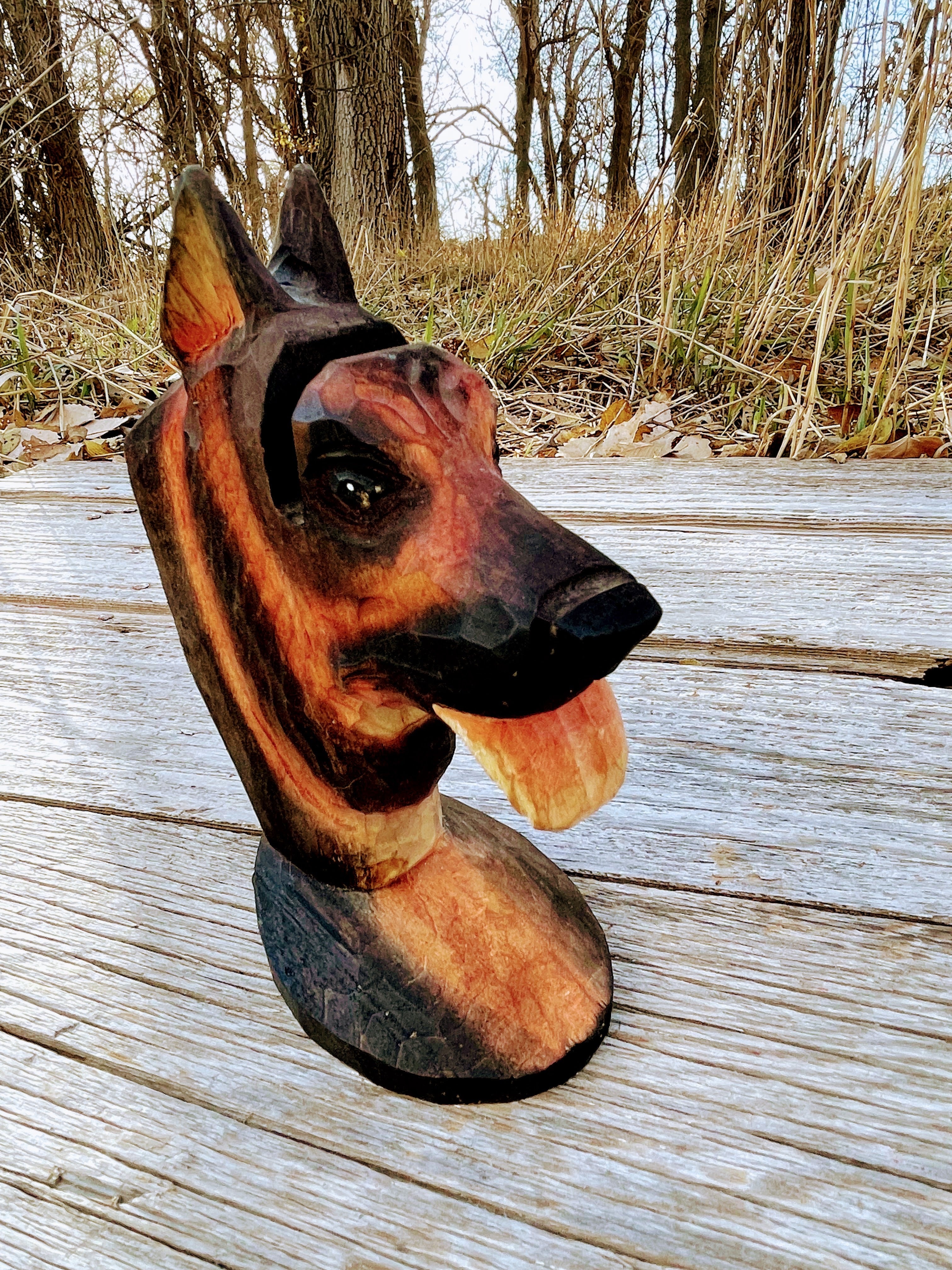 80s Wood German Shepard Dog Head Business Card Holder - Image 3