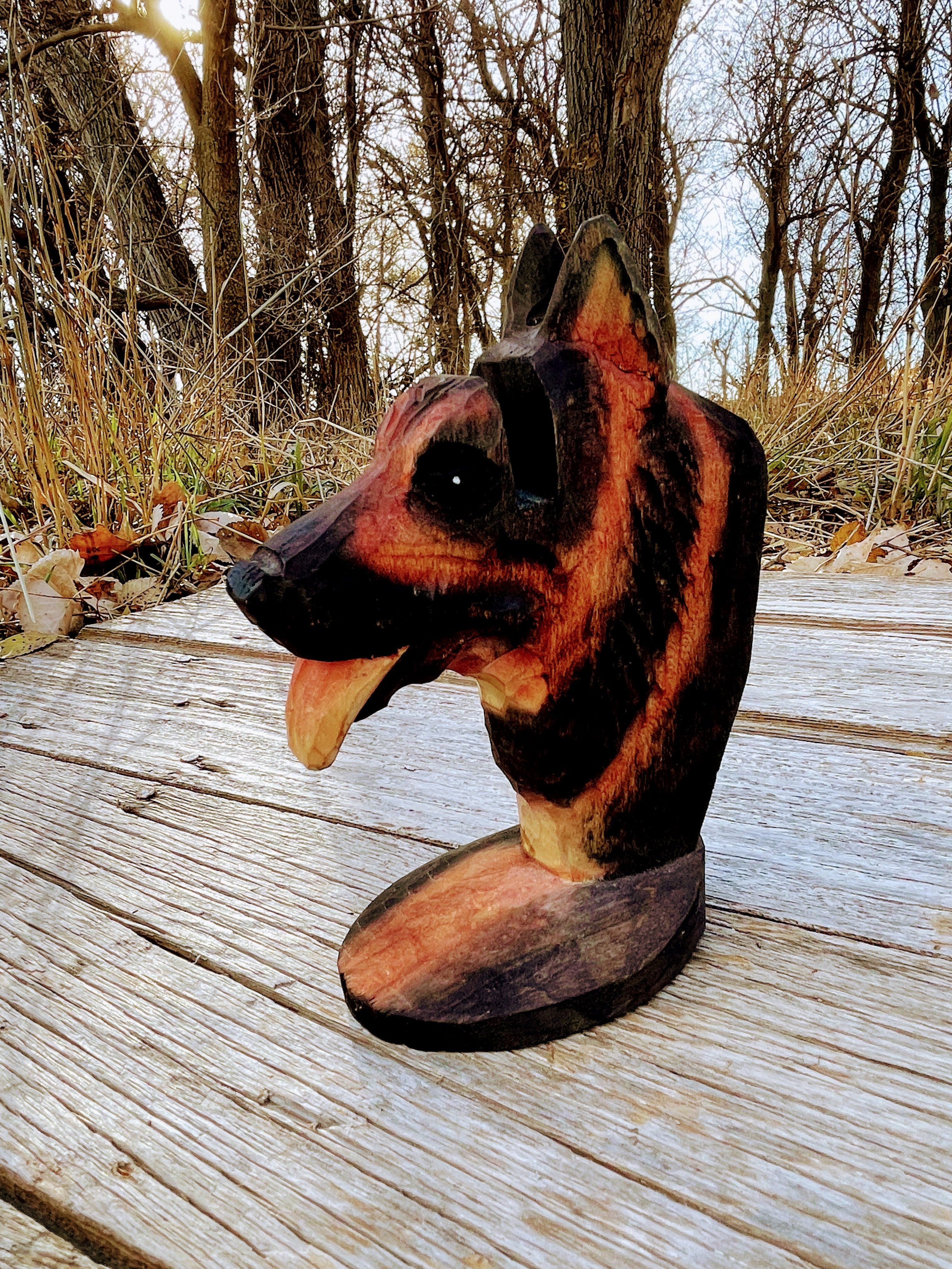 80s Wood German Shepard Dog Head Business Card Holder - Image 8