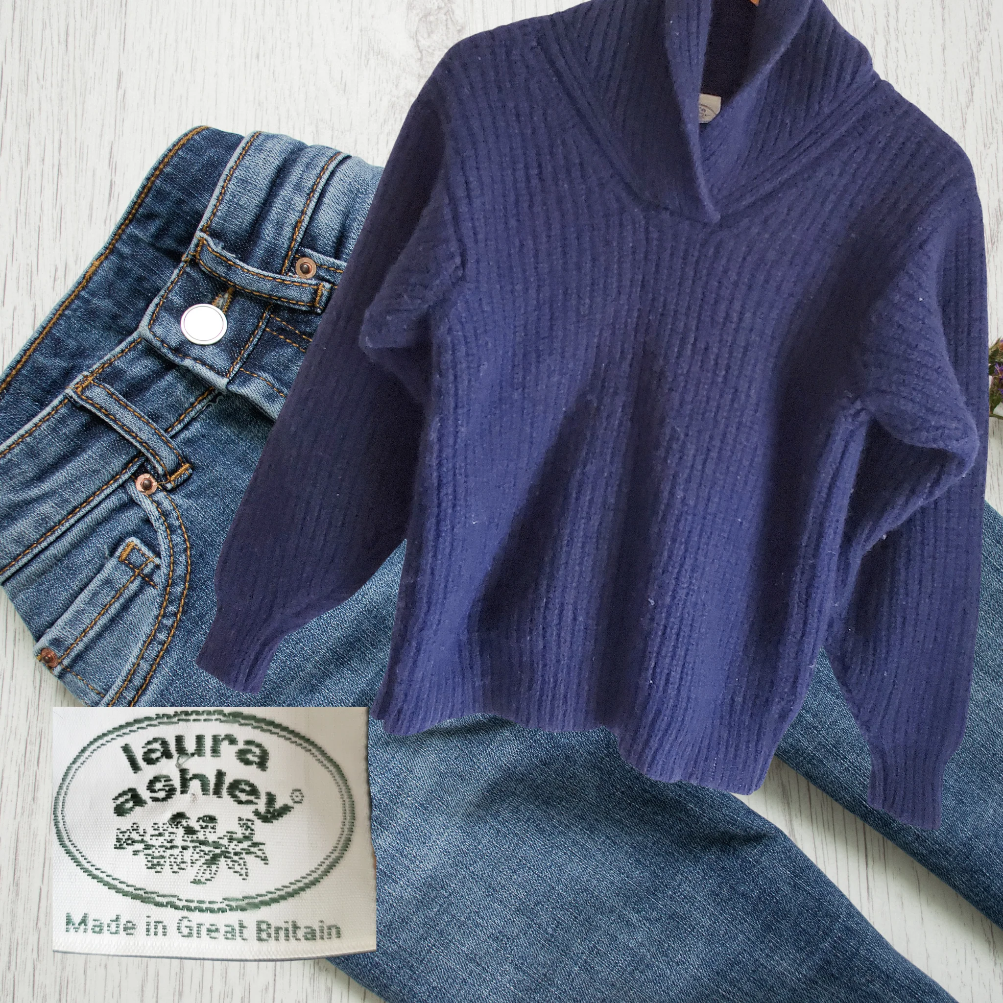 80s Wool Knit Sweater Navy Blue Women's Size Small By Laura Ashley - Image 10