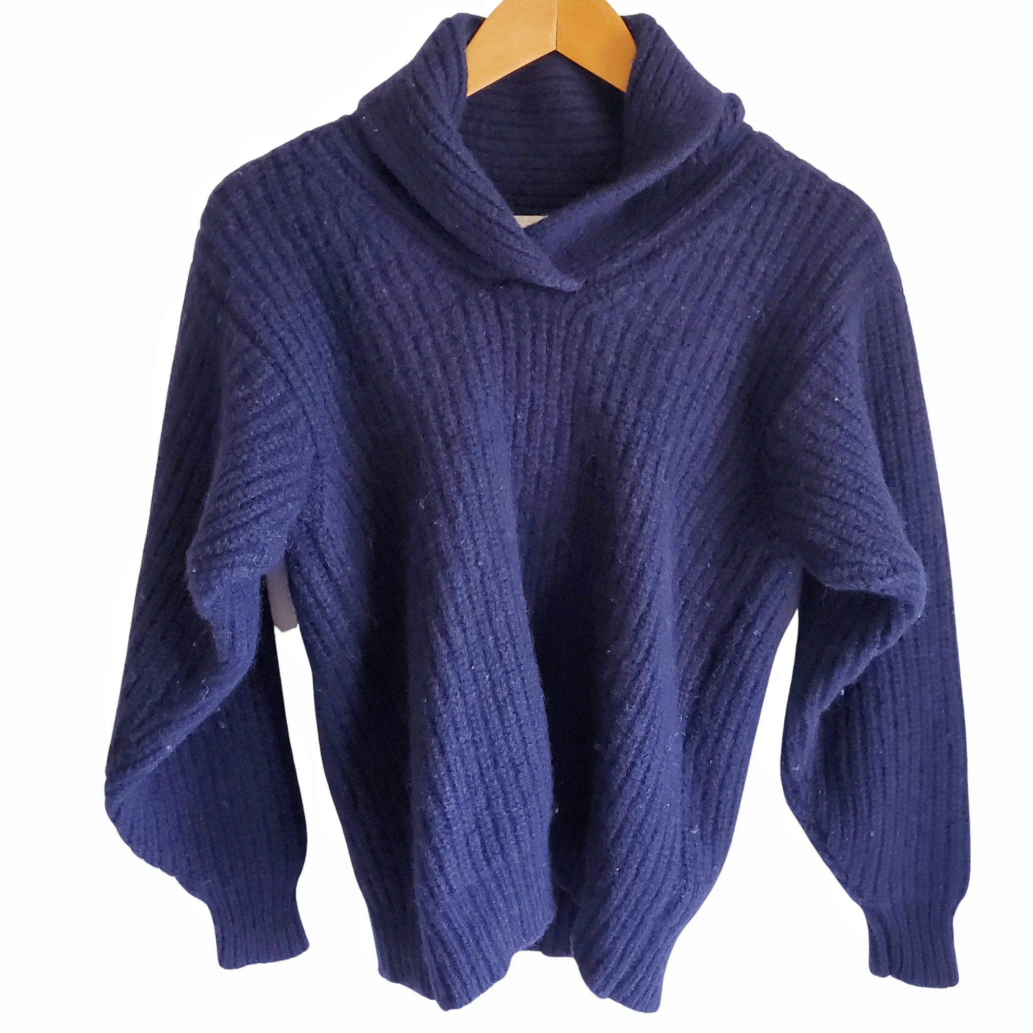 80s Wool Knit Sweater Navy Blue Women's Size Small By Laura Ashley - Image 3