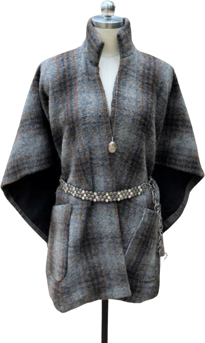 80s Wool Plaid Cape