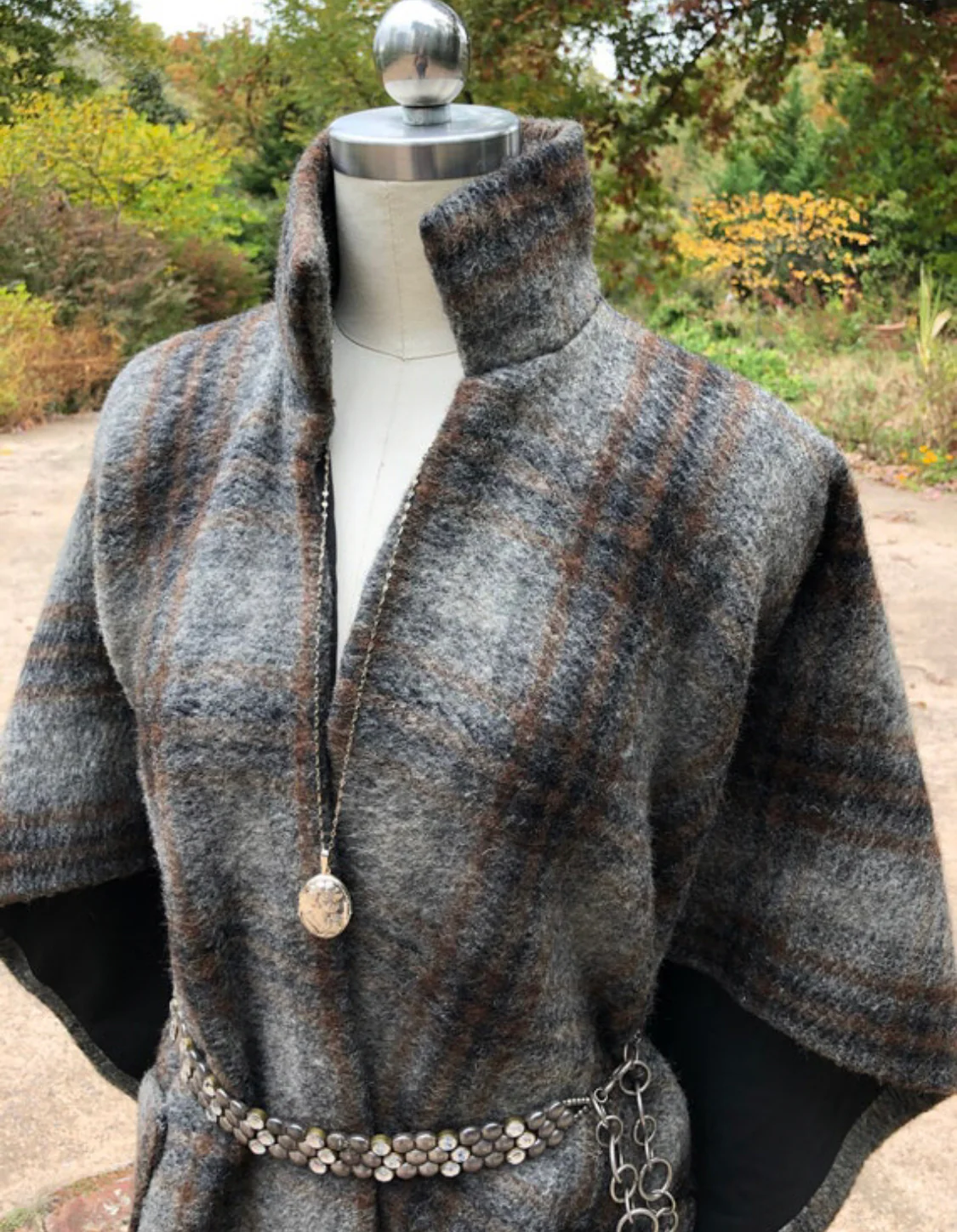 80s Wool Plaid Cape - Image 9