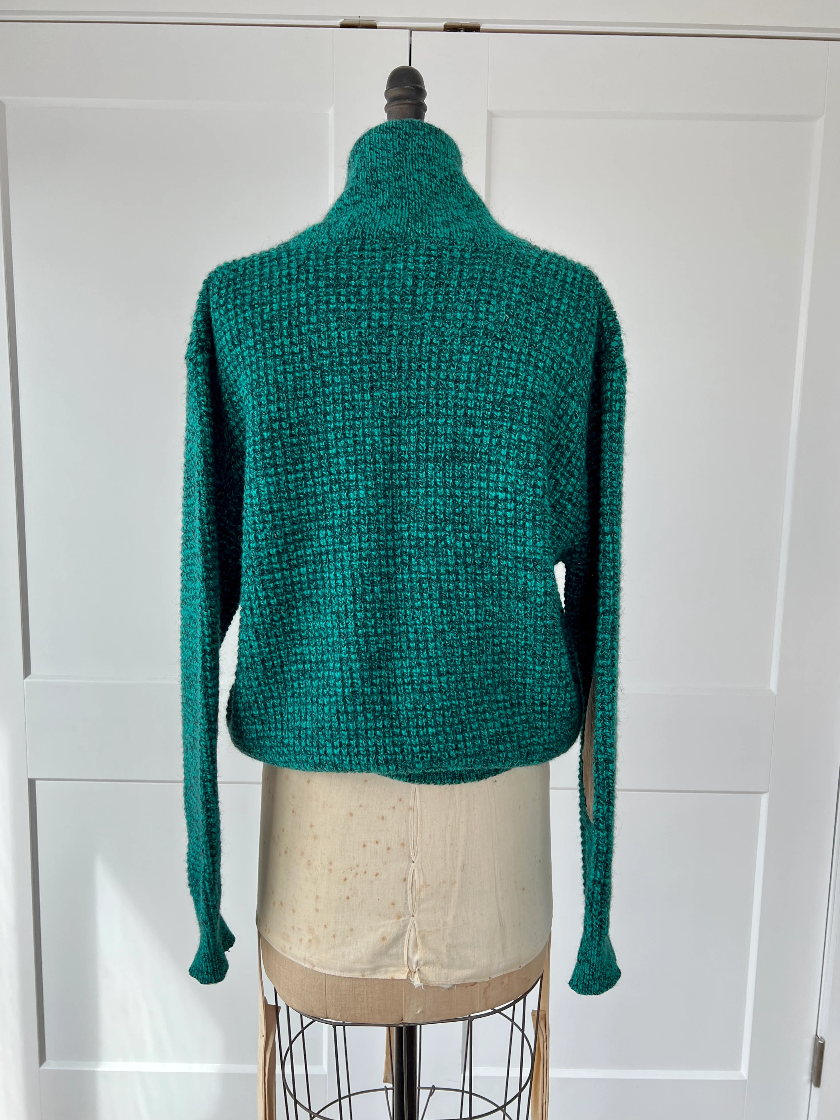 80s Wool Pullover Teal Sweater - Image 3
