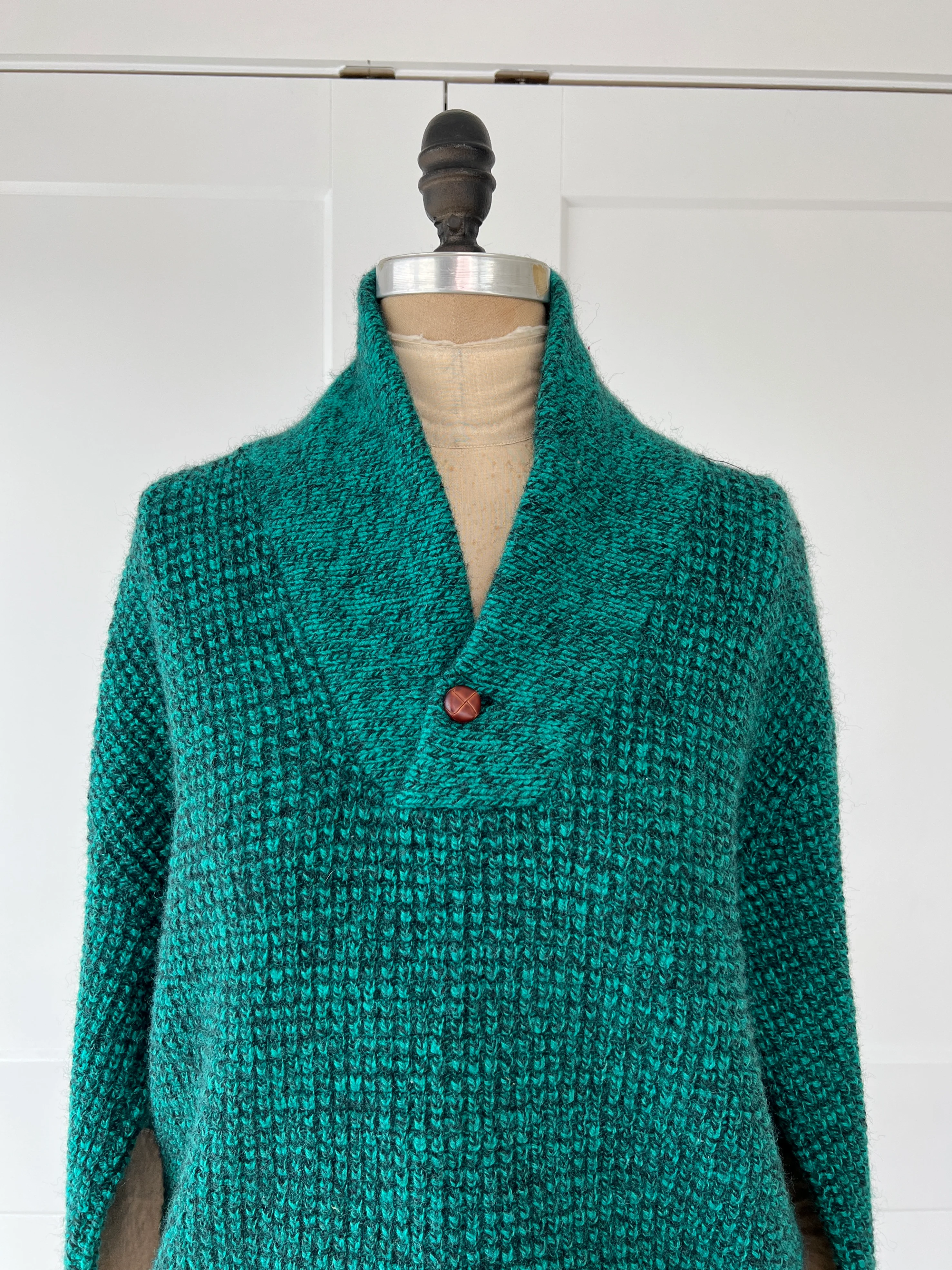 80s Wool Pullover Teal Sweater - Image 7