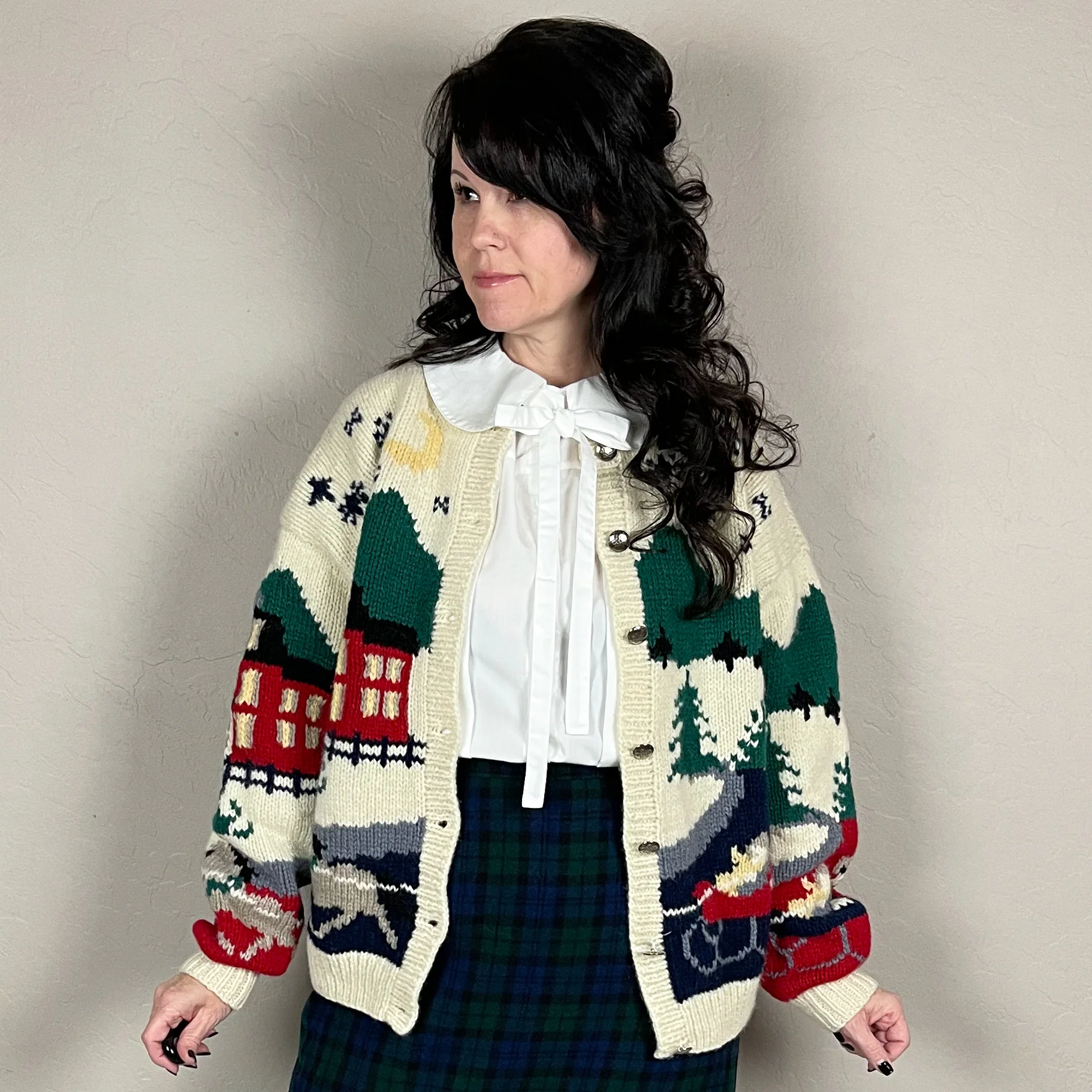 80s Wool Winter Graphic Cardigan By Eddie Bauer - Image 2