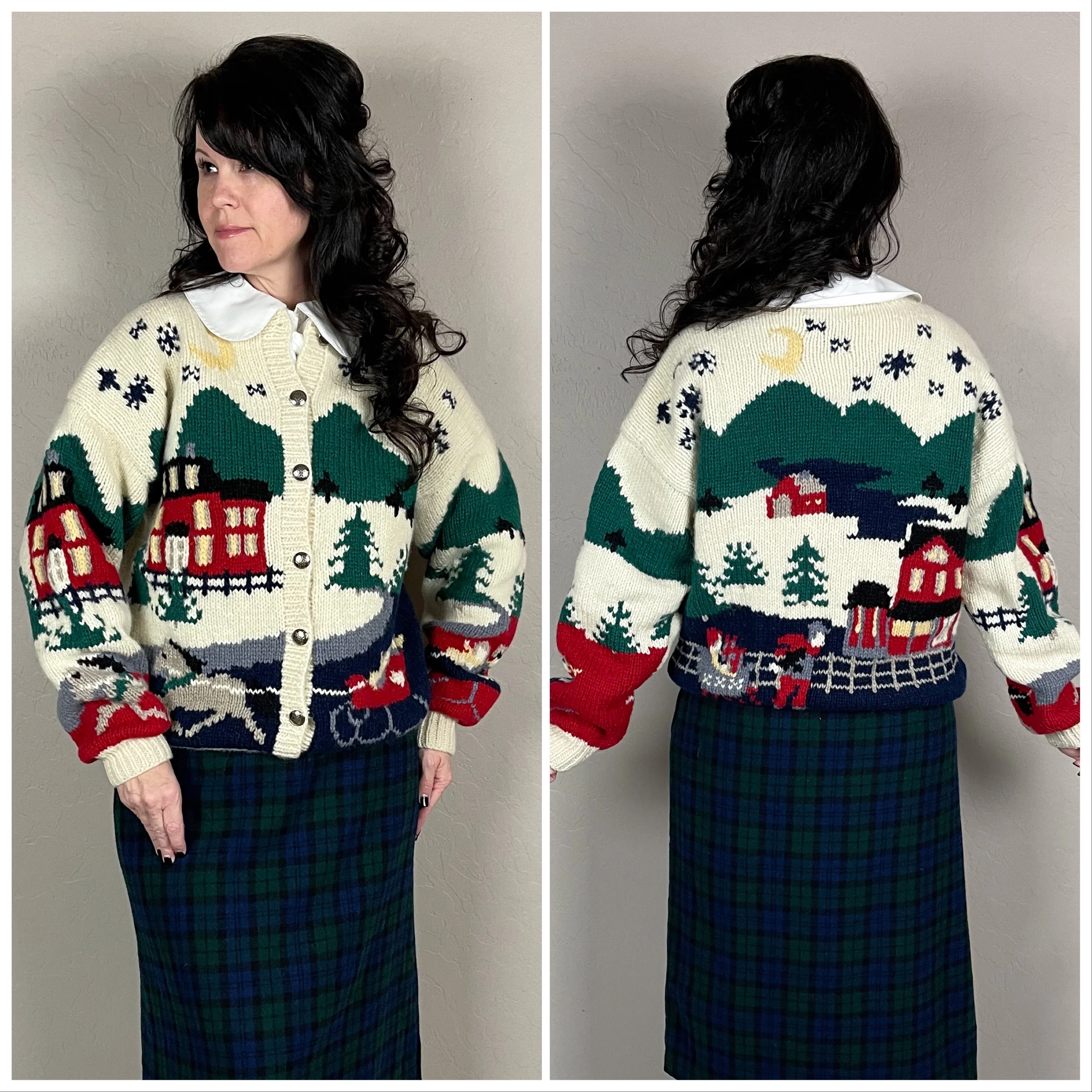 80s Wool Winter Graphic Cardigan By Eddie Bauer - Image 4