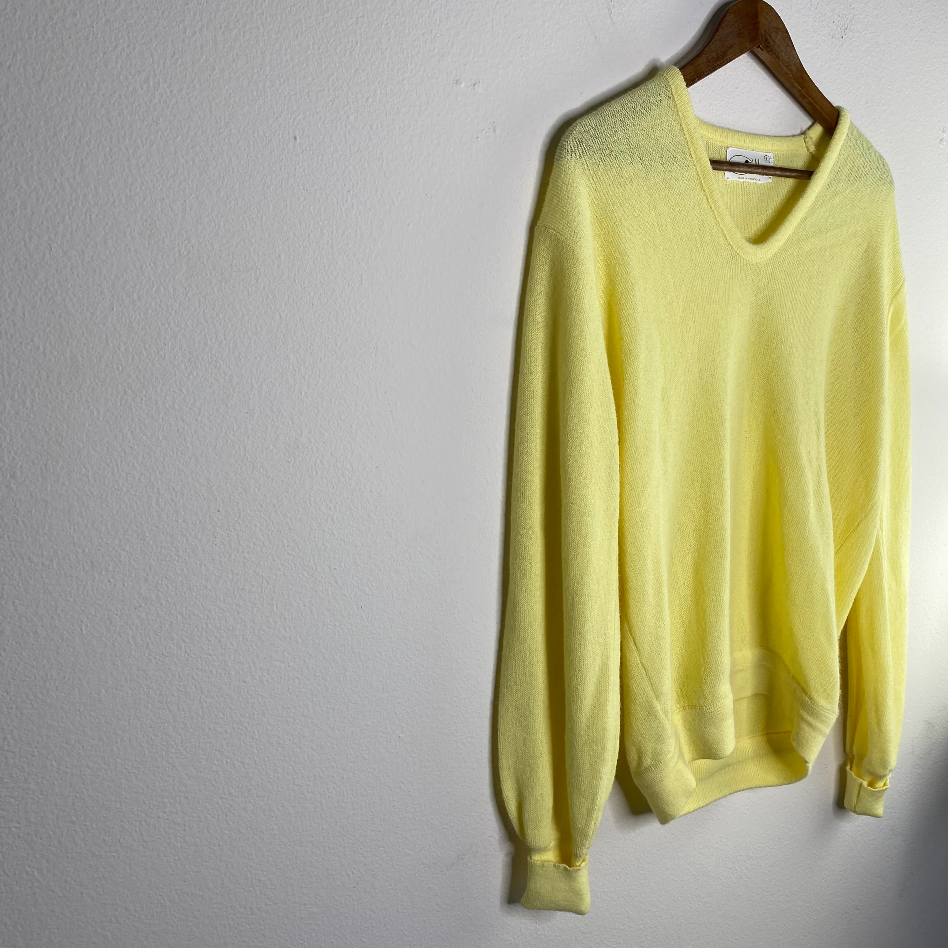 80s Yellow V-neck Gauze Knit Layering Sweater By Winona Knits - Image 4