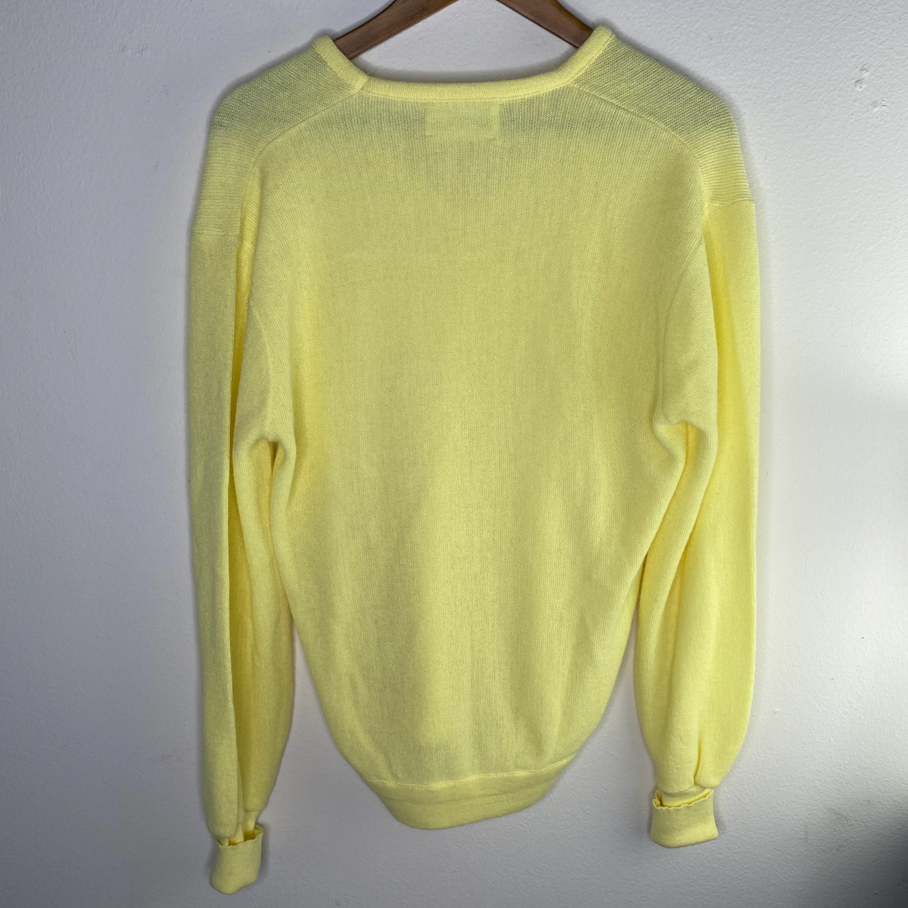 80s Yellow V-neck Gauze Knit Layering Sweater By Winona Knits - Image 5
