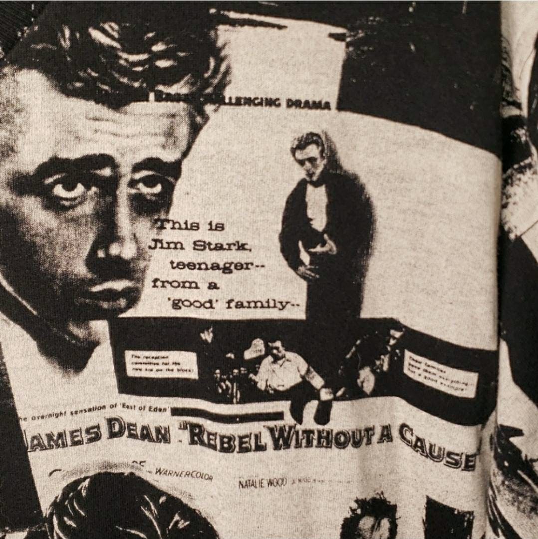 90’s Black and White James Dean All Over Print Men's T-Shirt by Fruit of the Loom - Image 6