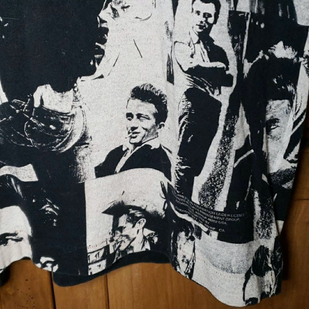 90’s Black and White James Dean All Over Print Men's T-Shirt by Fruit of the Loom - Image 8