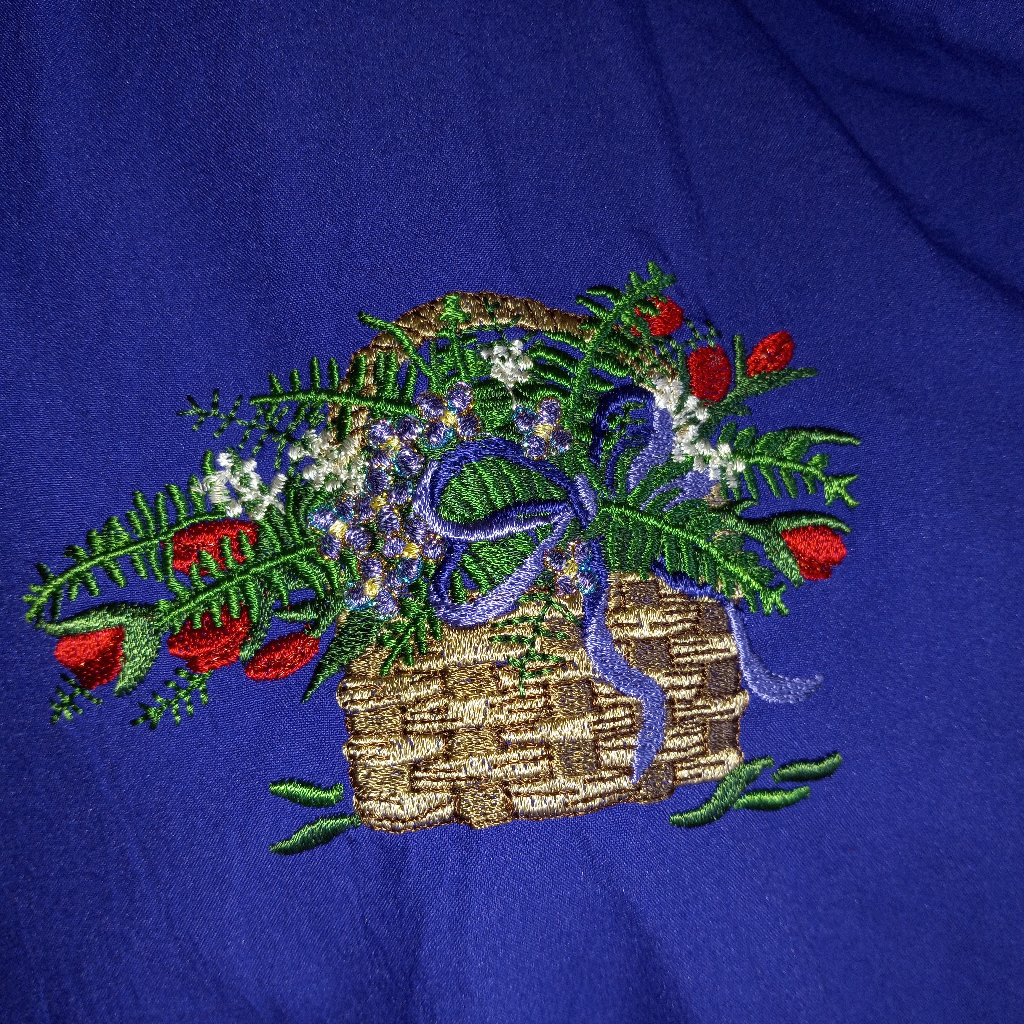 90’s Blue Background Red Hat, Bird, Floral Top by Bon Worth - Image 4