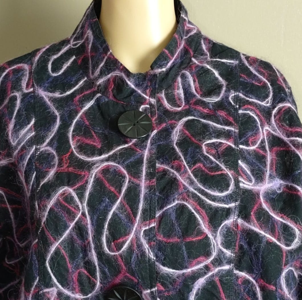 90’s Cotton Jacket with Lining and Pink Embroidery by Laura Ashley - Image 4