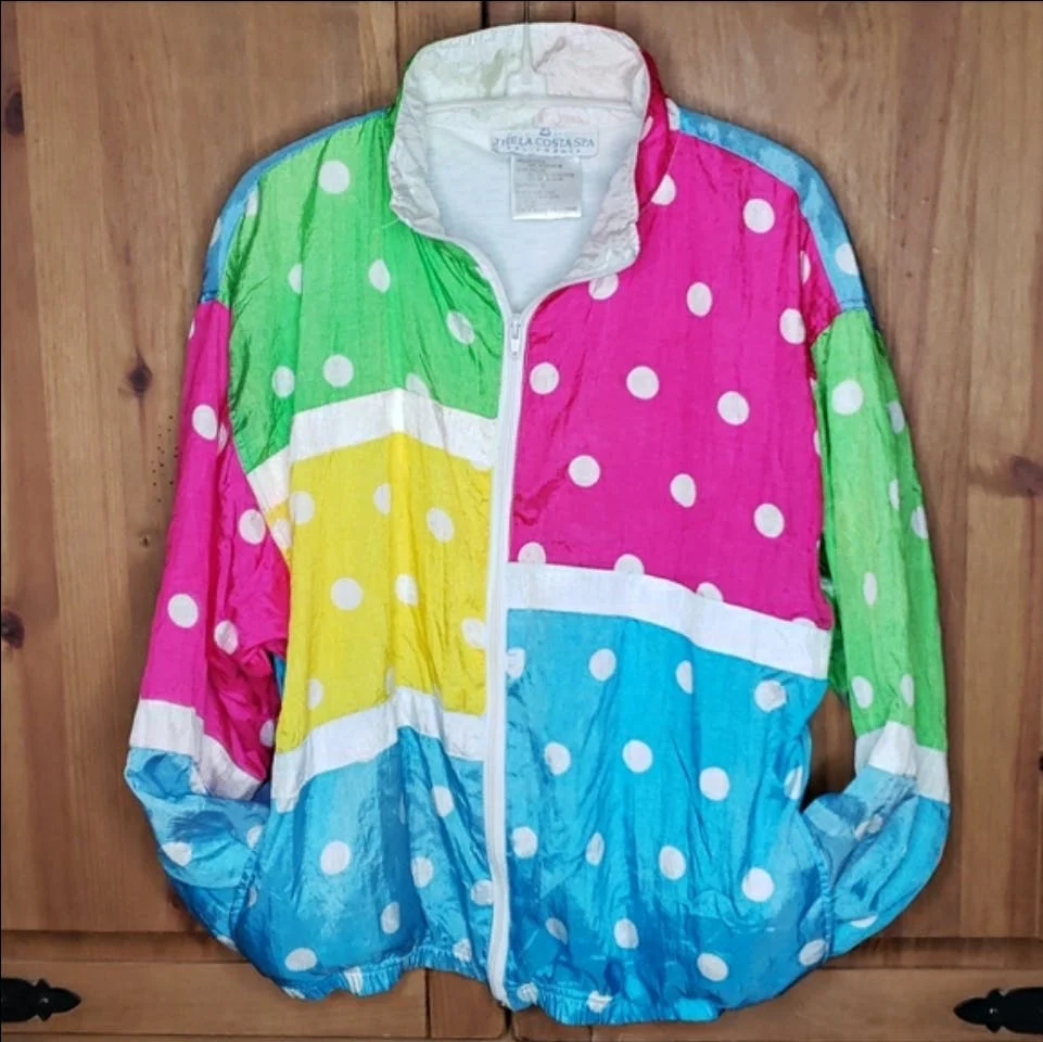 90’s Multicolor and White Nylon Windbreaker - Image 3