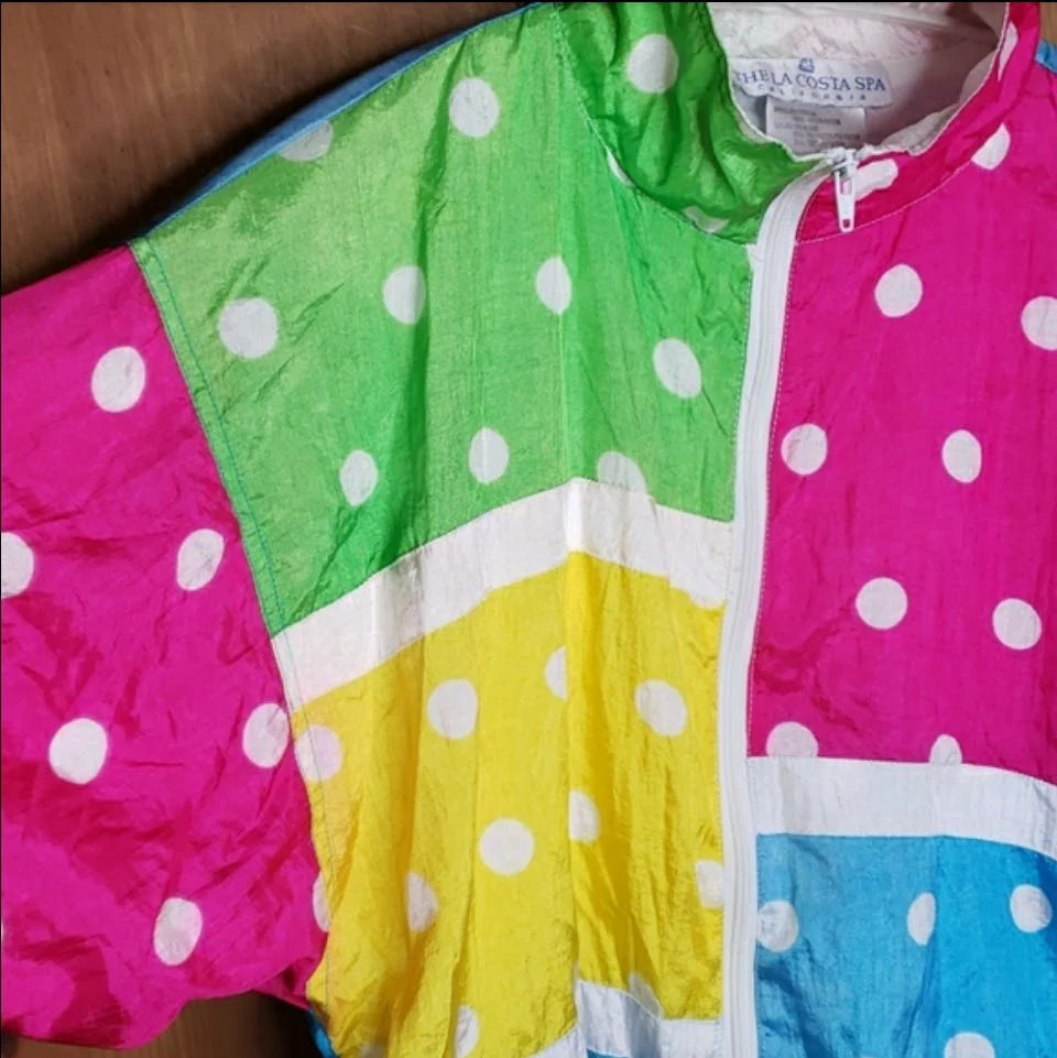 90’s Multicolor and White Nylon Windbreaker - Image 5