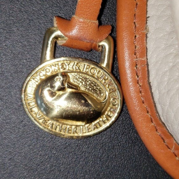 90’s Off White with Tan Leather Duck Embossed Crossbody by Dooney & Bourke - Image 3