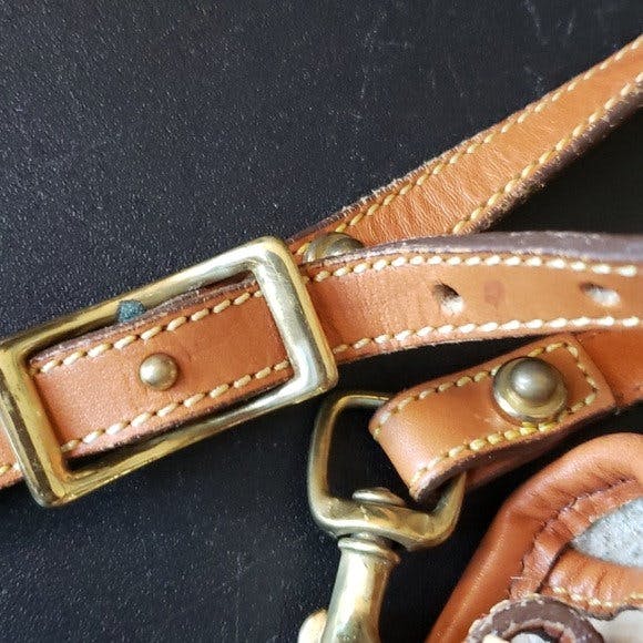 90’s Off White with Tan Leather Duck Embossed Crossbody by Dooney & Bourke - Image 6