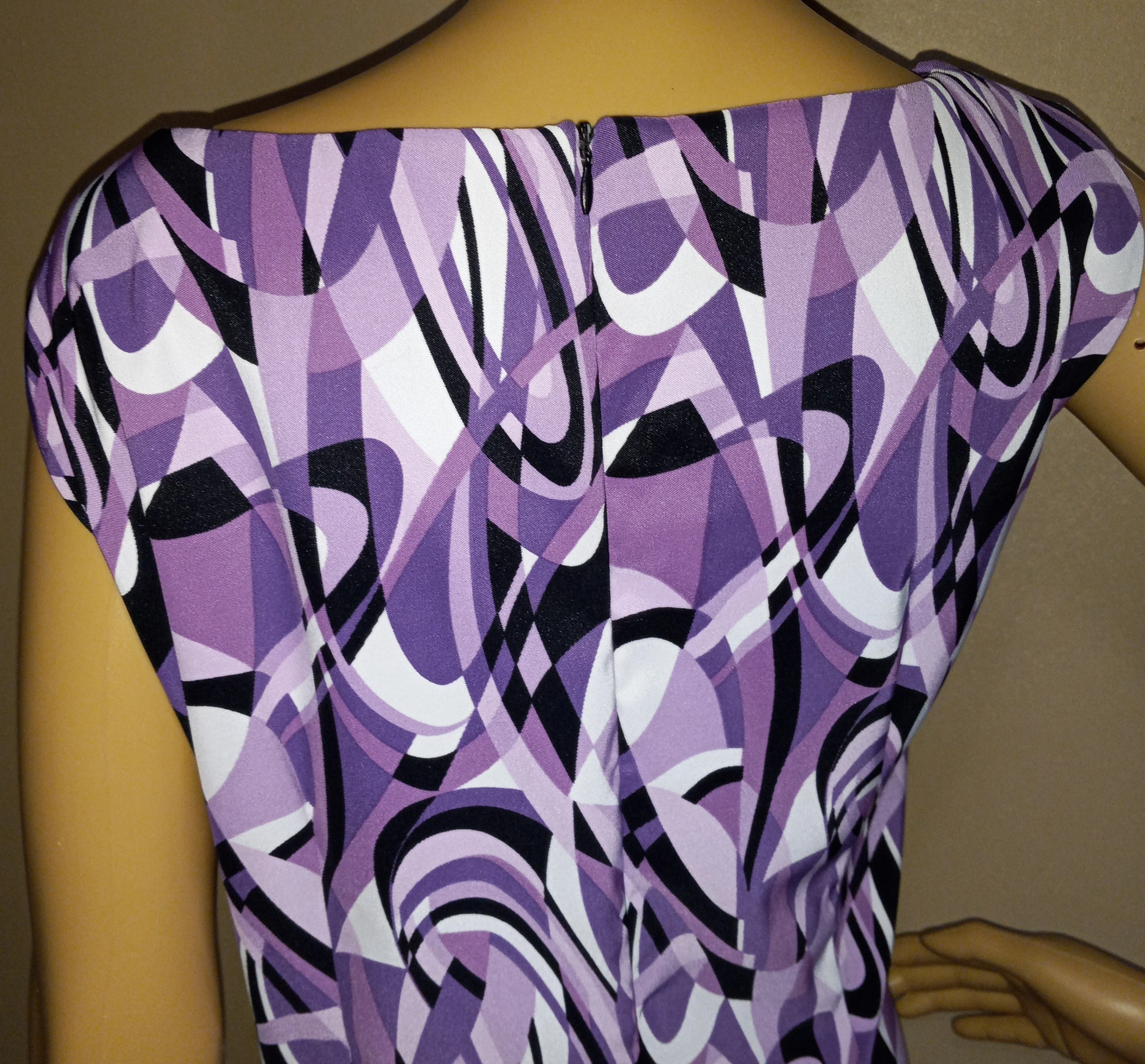 90’s Purple Art Deco Poly Spandex Shift Dress by Connected - Image 3