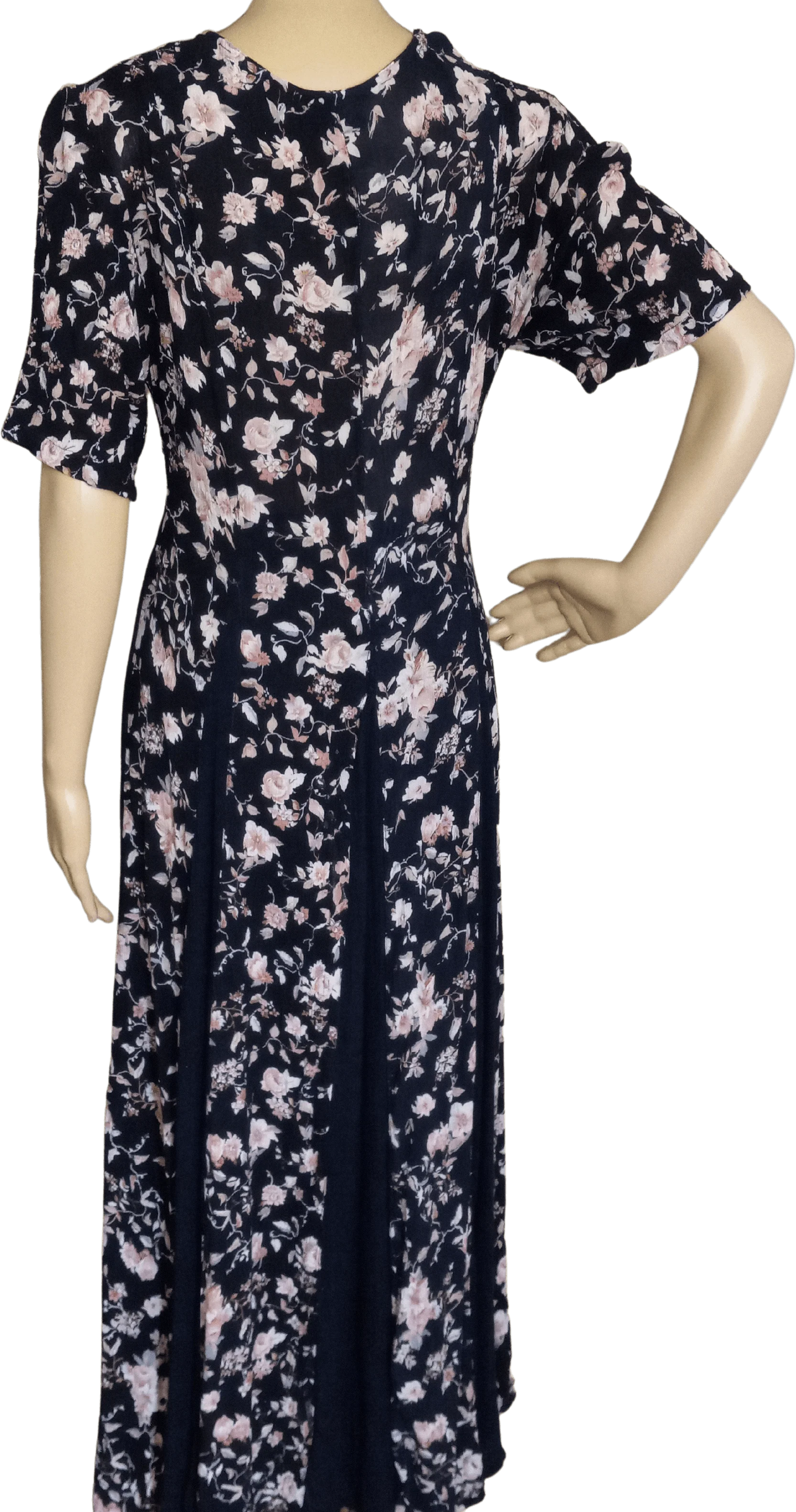 90’s Rayon Floral Fit and Flare Dress by Ms.moda - Image 2