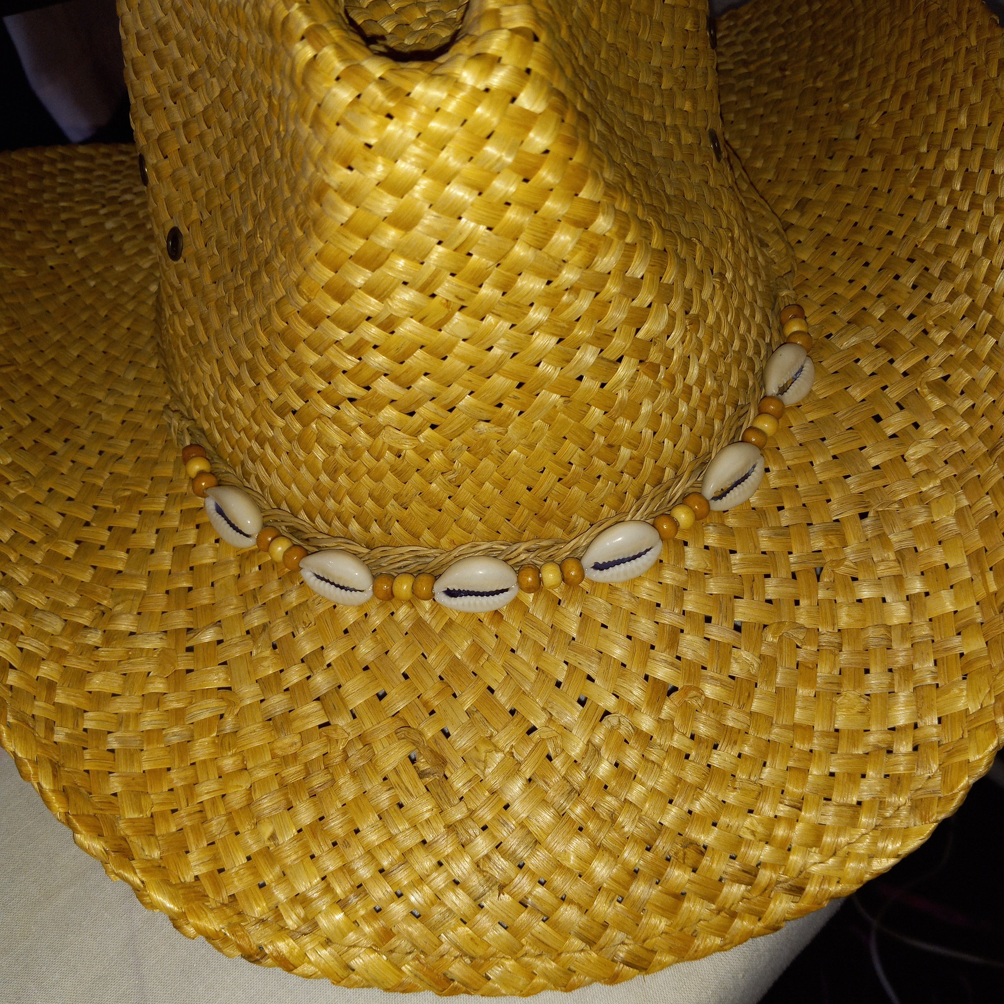 90’s Straw Western Hat Osfa. Seashell Deco by Panama Jack - Image 4