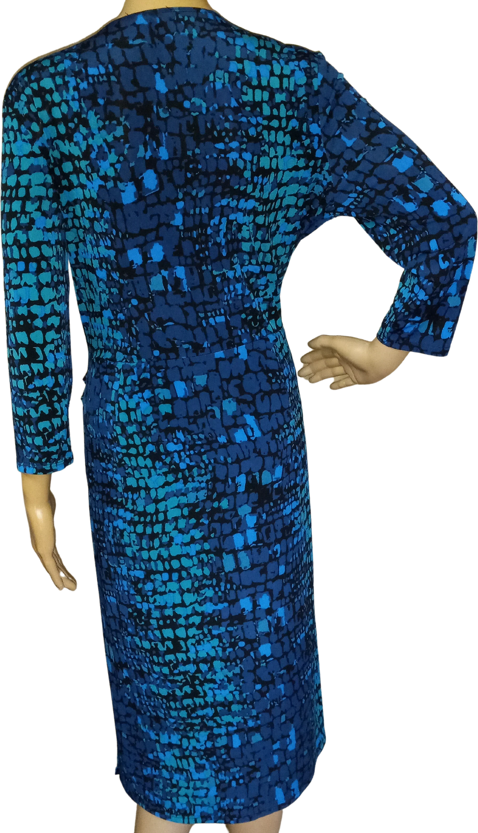 90’s Turquoise Blue Polyester Spandex Dress by Glamour - Image 2