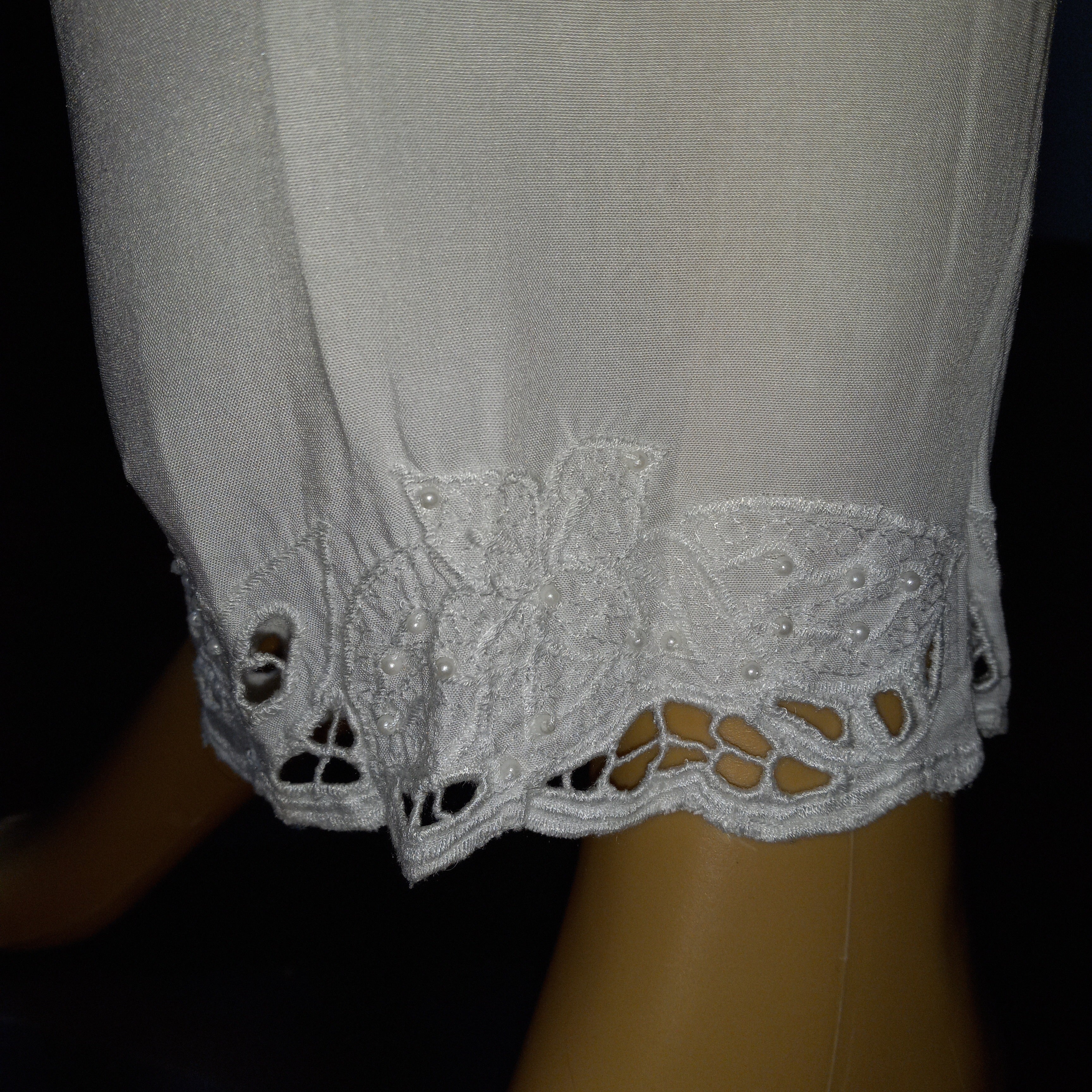 90’s White Rayon Lace and Beads 3 Piece Pants Suit by Marcia & Me & Co - Image 10