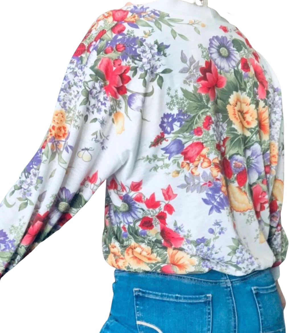 90s/00s Floral Butterfly Print Light Weight Cardigan by Blair - Image 2