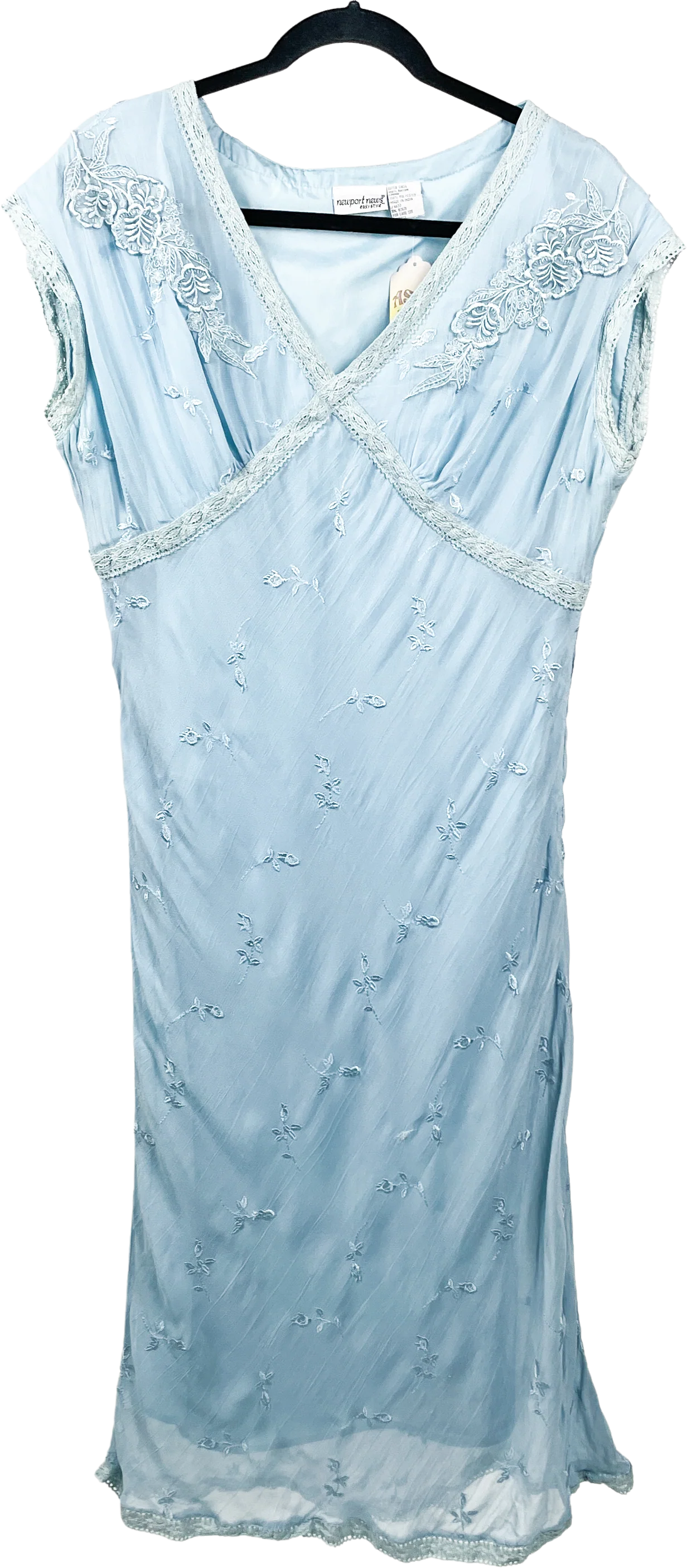 90s/00s 00s Floral Fairy Embroidered Midi Dress Baby Blue By Newport News