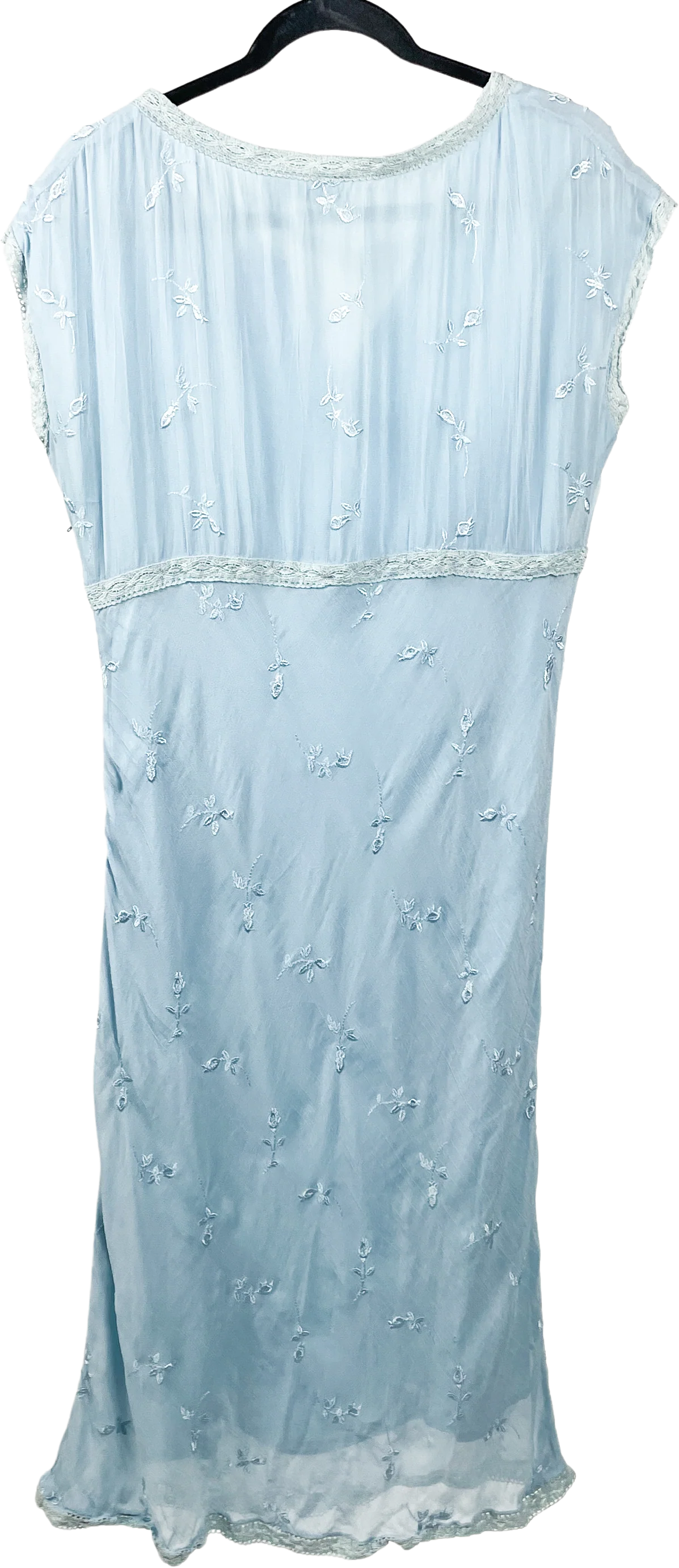 90s/00s 00s Floral Fairy Embroidered Midi Dress Baby Blue By Newport News - Image 2