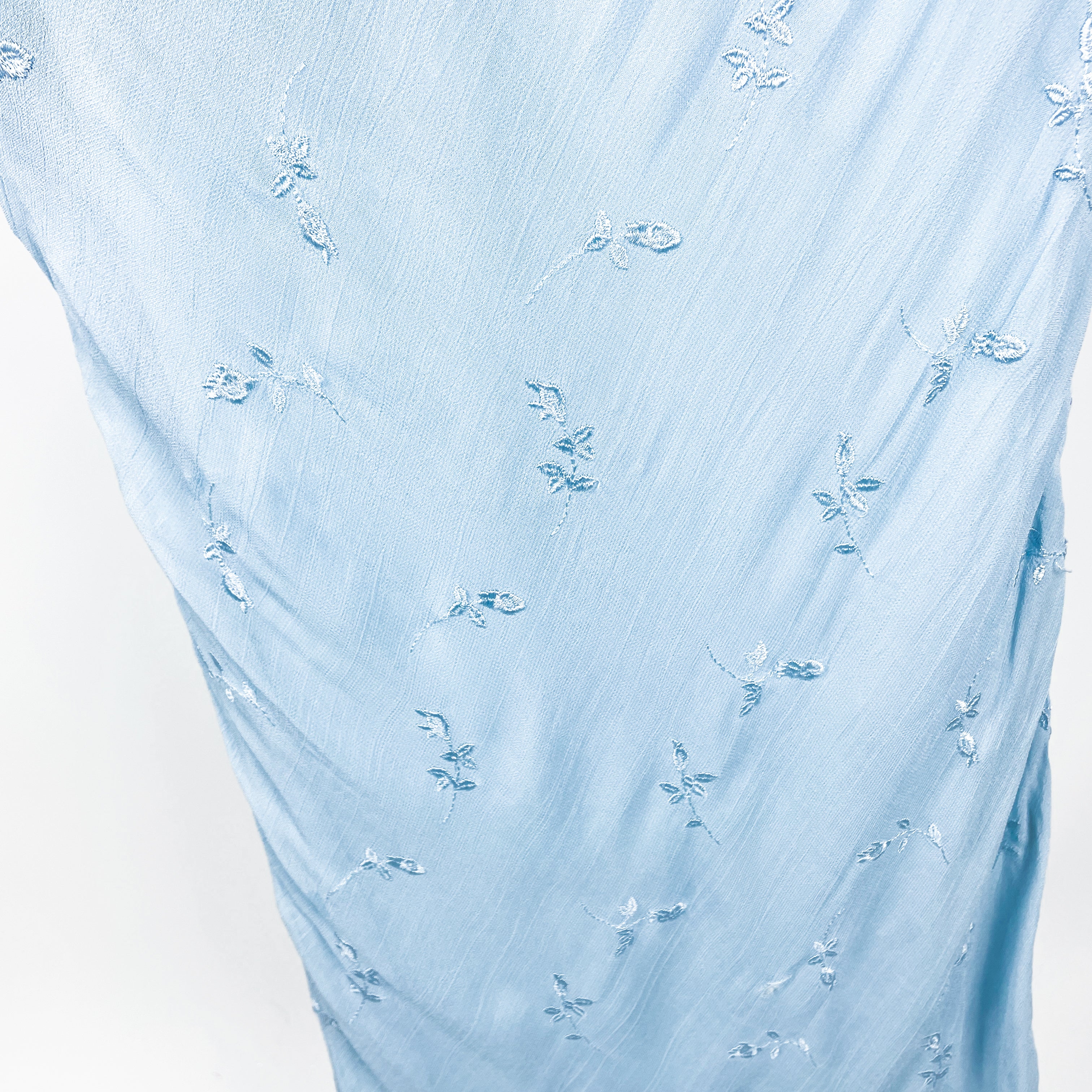 90s/00s 00s Floral Fairy Embroidered Midi Dress Baby Blue By Newport News - Image 4