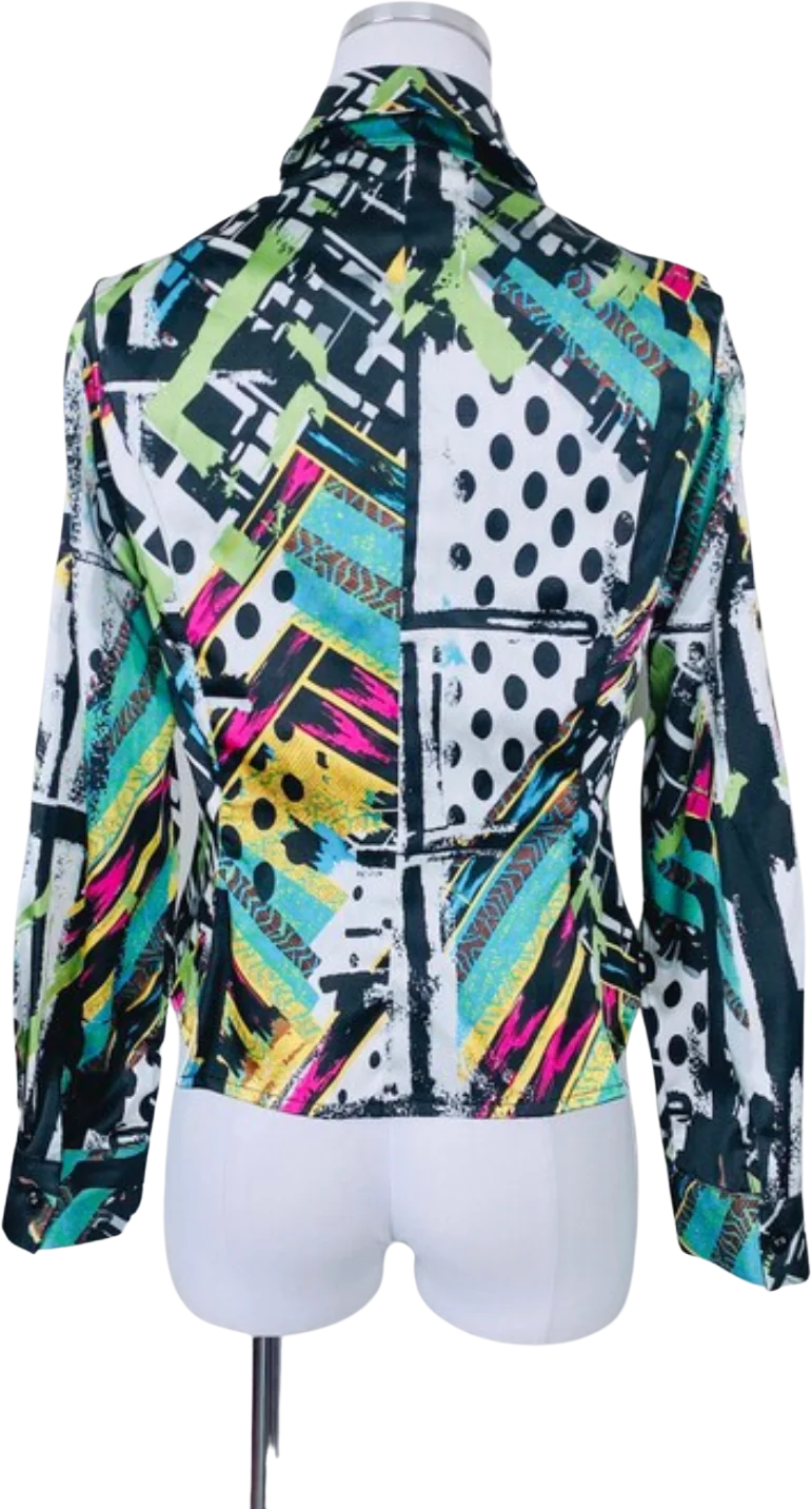 90s/00s 00s Spandex Rainbow Paint Splatter Corset Blouse - Image 2