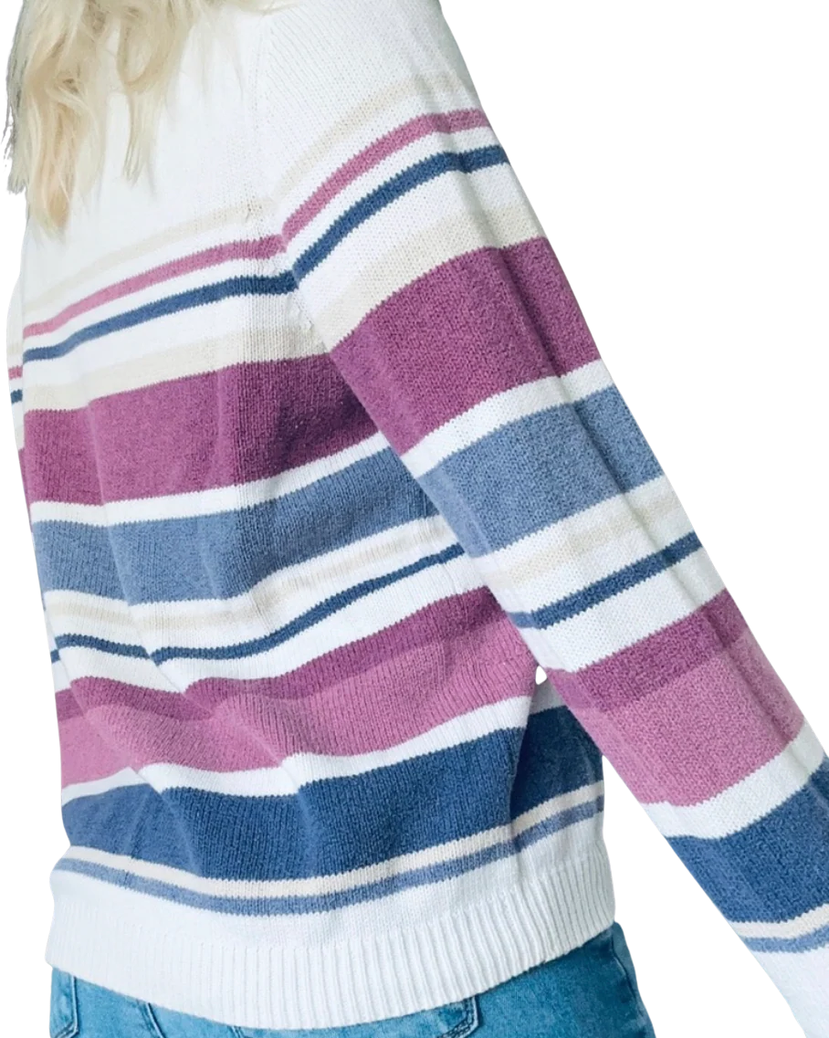 90s/00s 00s Striped Butterfly Quarter Zip Sweater By Alfred Dunner - Image 2