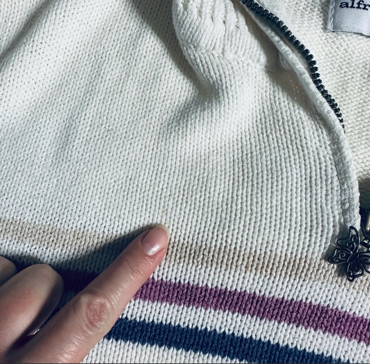 90s/00s 00s Striped Butterfly Quarter Zip Sweater By Alfred Dunner - Image 7