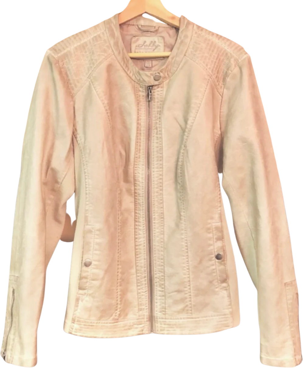 90s/00s  Tan Faux Leather Bomber Jacket by Sebby Collection