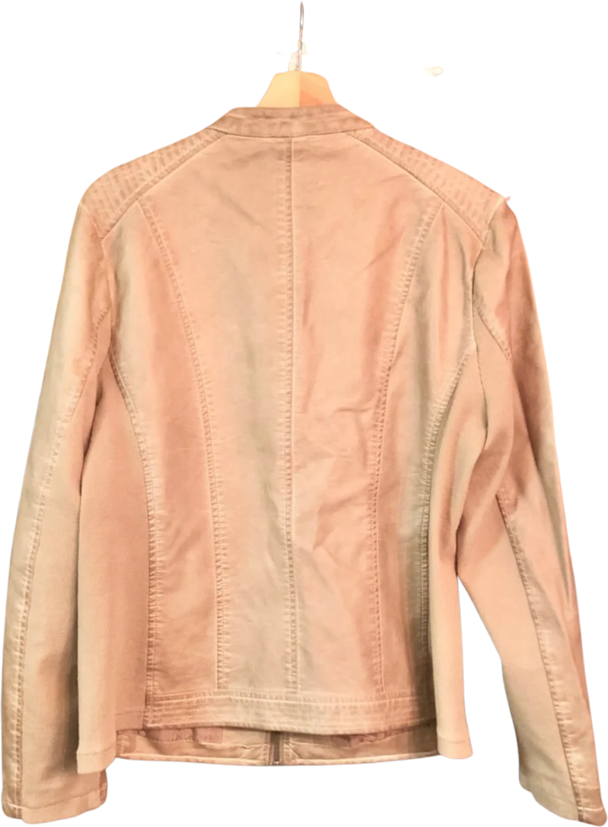 90s/00s  Tan Faux Leather Bomber Jacket by Sebby Collection - Image 2