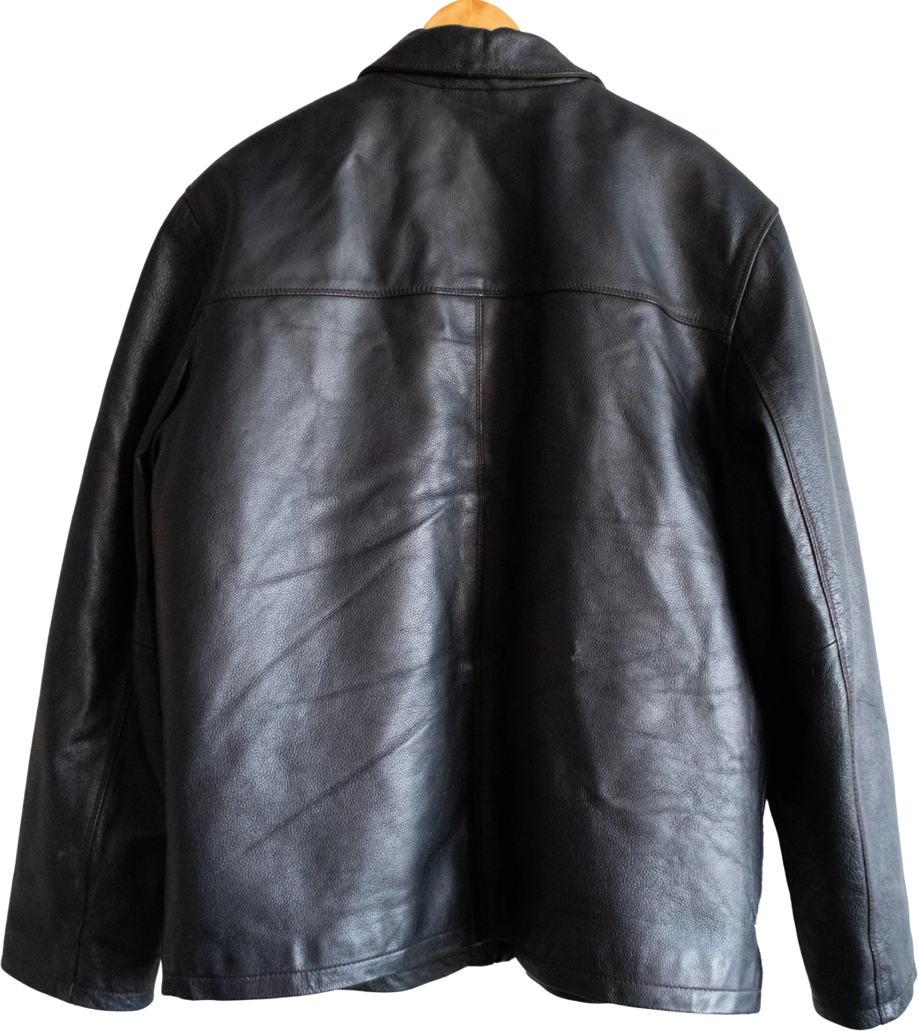 90s/00s 100% Leather Black Bomber Jacket Large Extra Large - Image 2