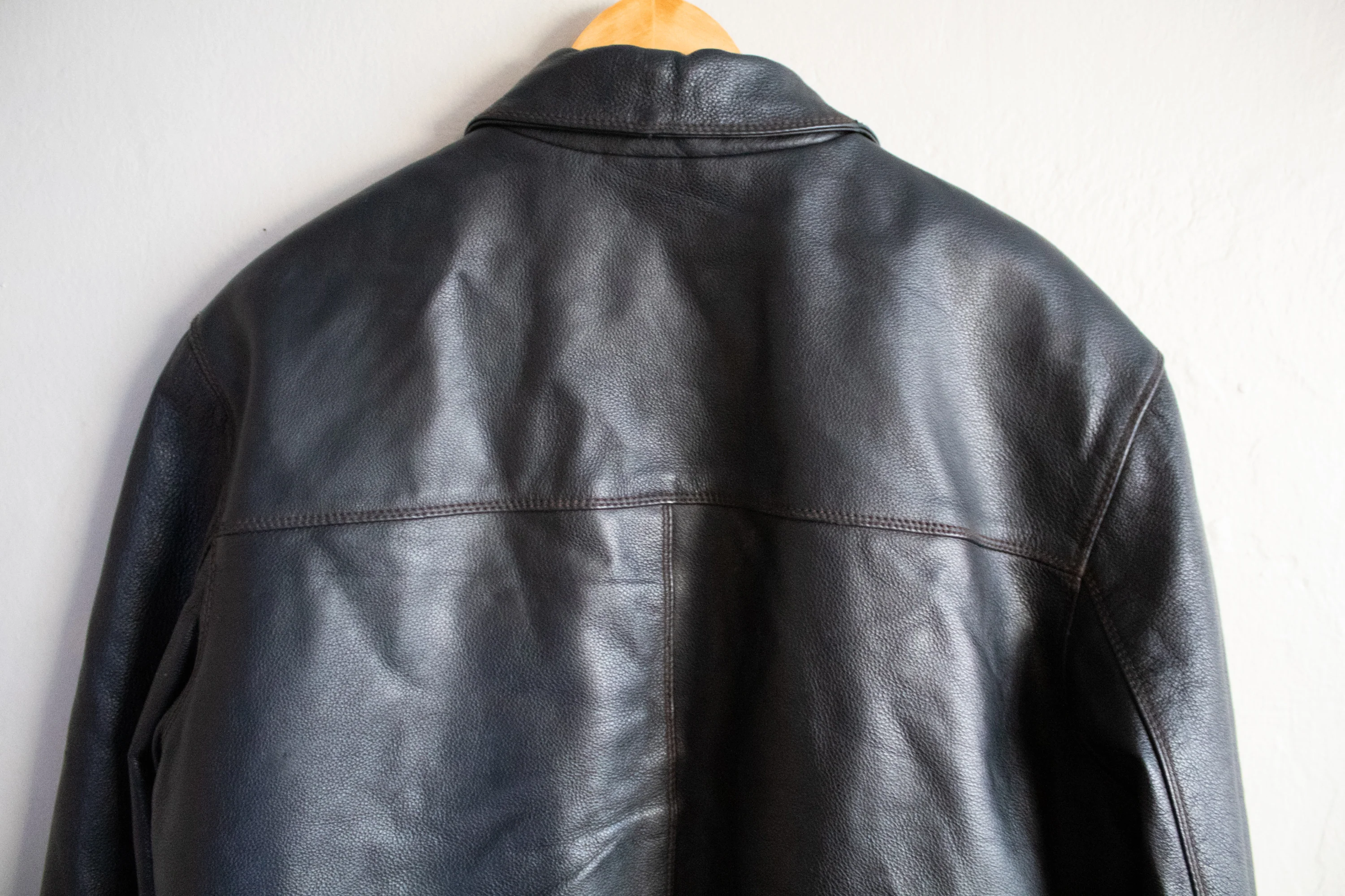 90s/00s 100% Leather Black Bomber Jacket Large Extra Large - Image 8