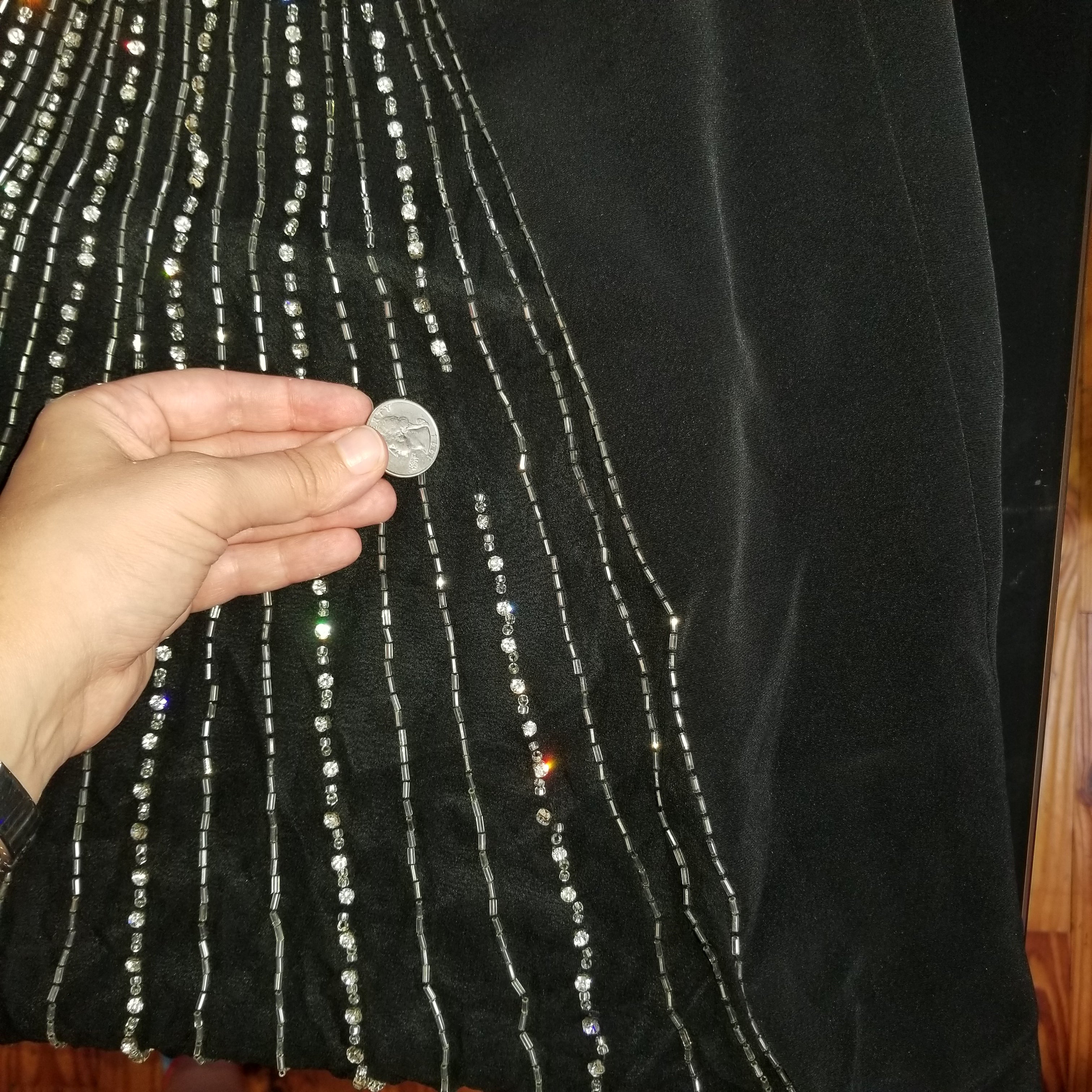 90s/00s 8 (fit 4) Gala Mon Cheri Black Crystal Beaded Gown By Le Gala by Mon Cheri - Image 9