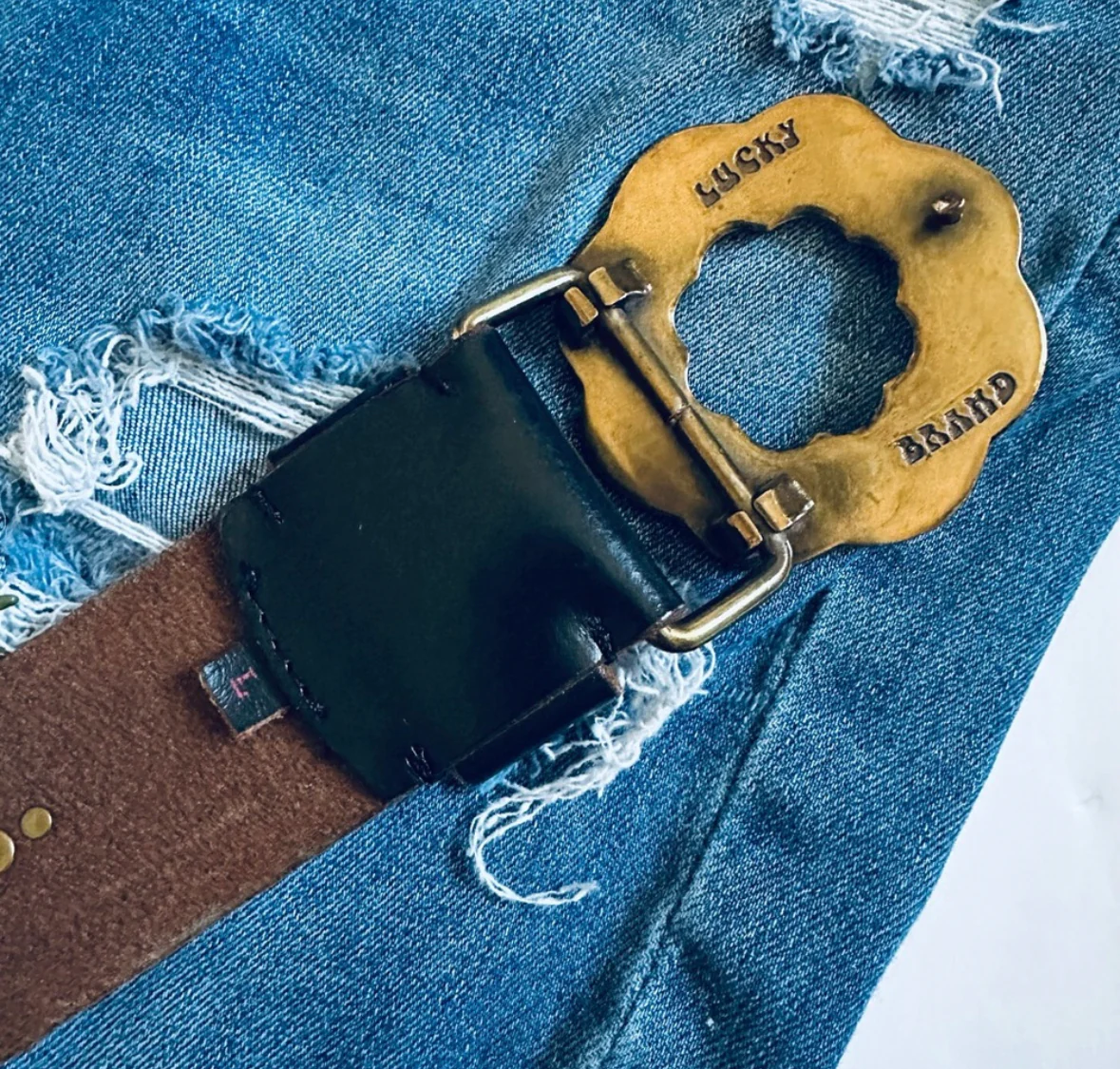 90s/00s 90s Lucky Brand Boho Embroidered Leather Belt By Lucky Brand - Image 10
