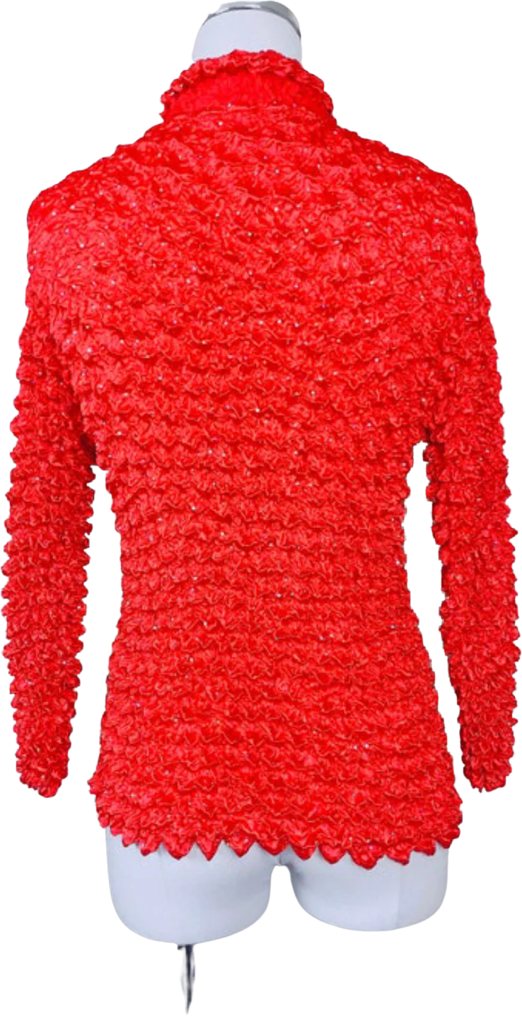90s/00s 90s Vintage Red Crinkle One Size Blouse / - Image 2